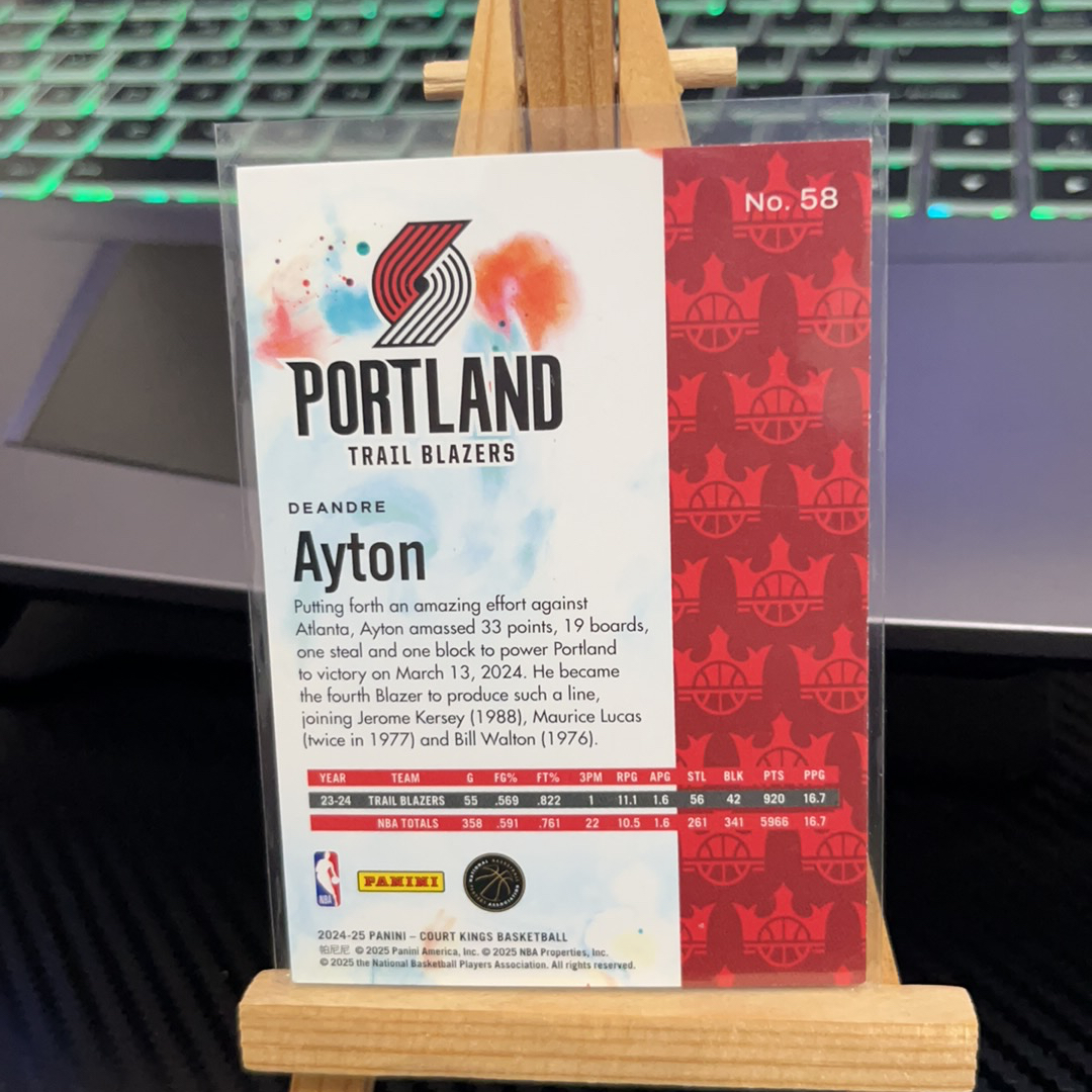 2024-25 Panini Court Kings Deandre Ayton 德安德烈 艾顿 开拓者 油画系列 卡品如图 凑图必备 值得收藏!免费代卖!