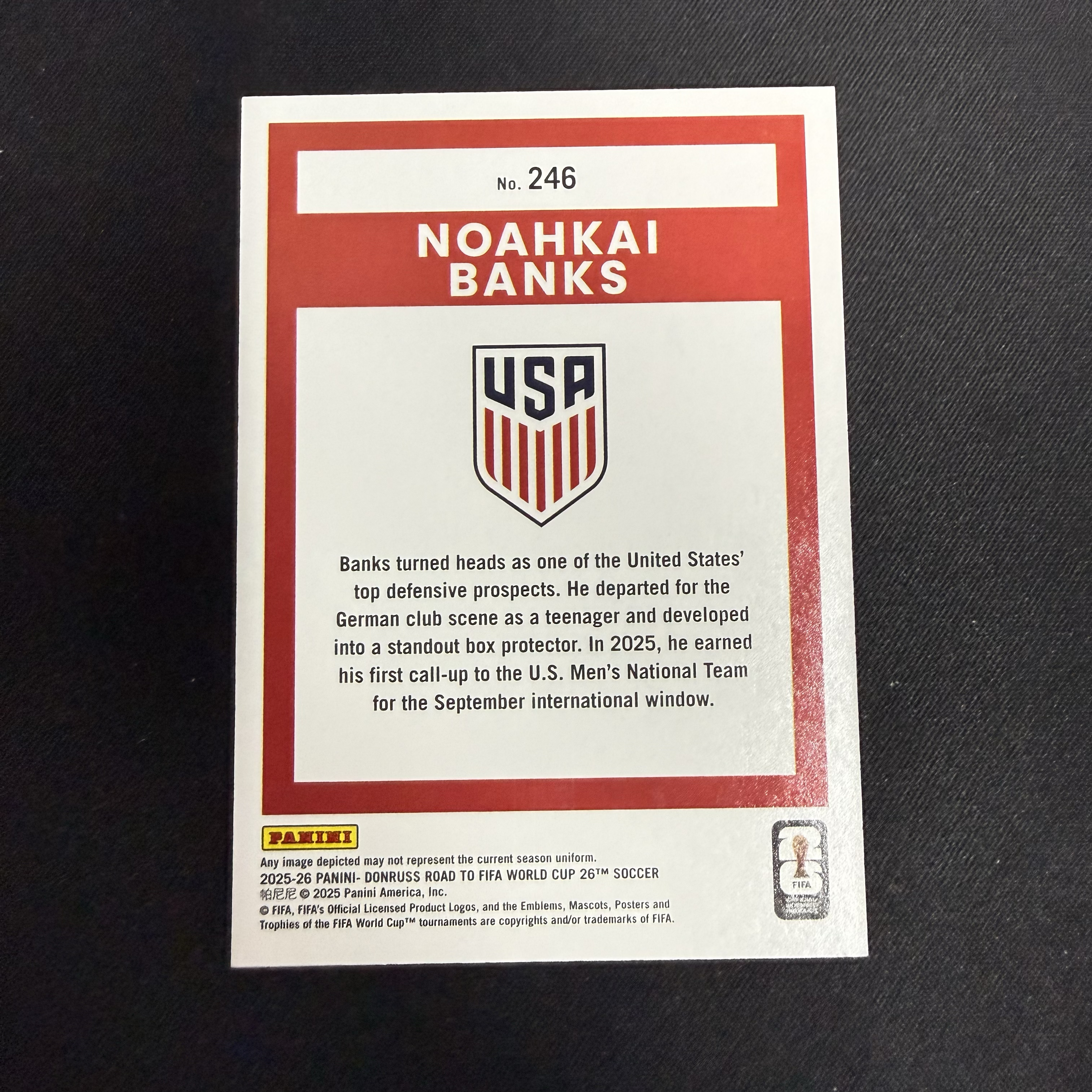 2025-26 Panini Donruss NOAHKAI BANKS RC 【SC拍卖】杜蕾斯 世界杯 班克斯 美国 新秀 20/99编 收藏必备(小樽之恋)