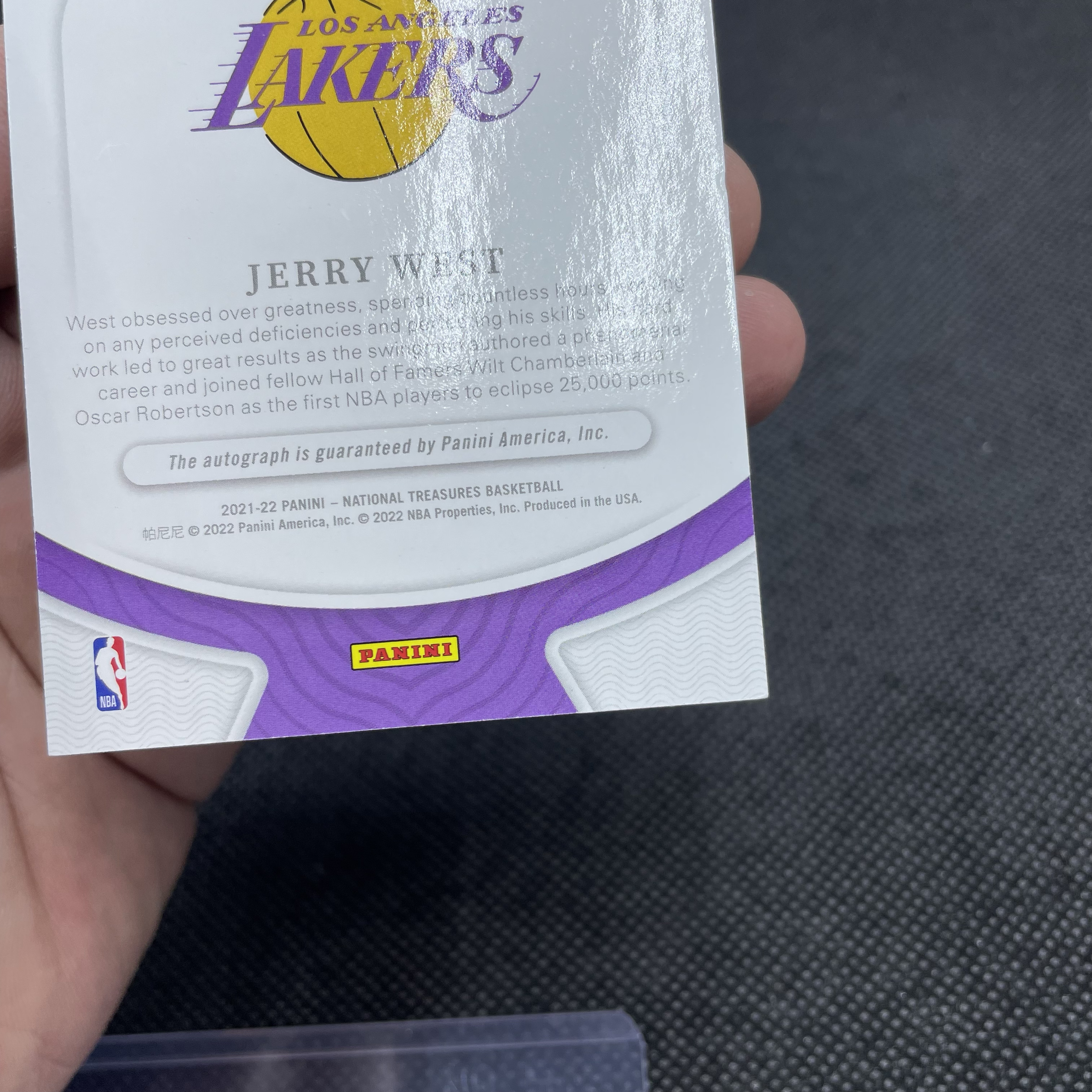 2021-22 Panini National Treasures Jerry West 国宝 湖人 杰里 韦斯特 39/49编 签字 卡签 Archives Ink签 Logo爷 墨迹湛蓝 Yo