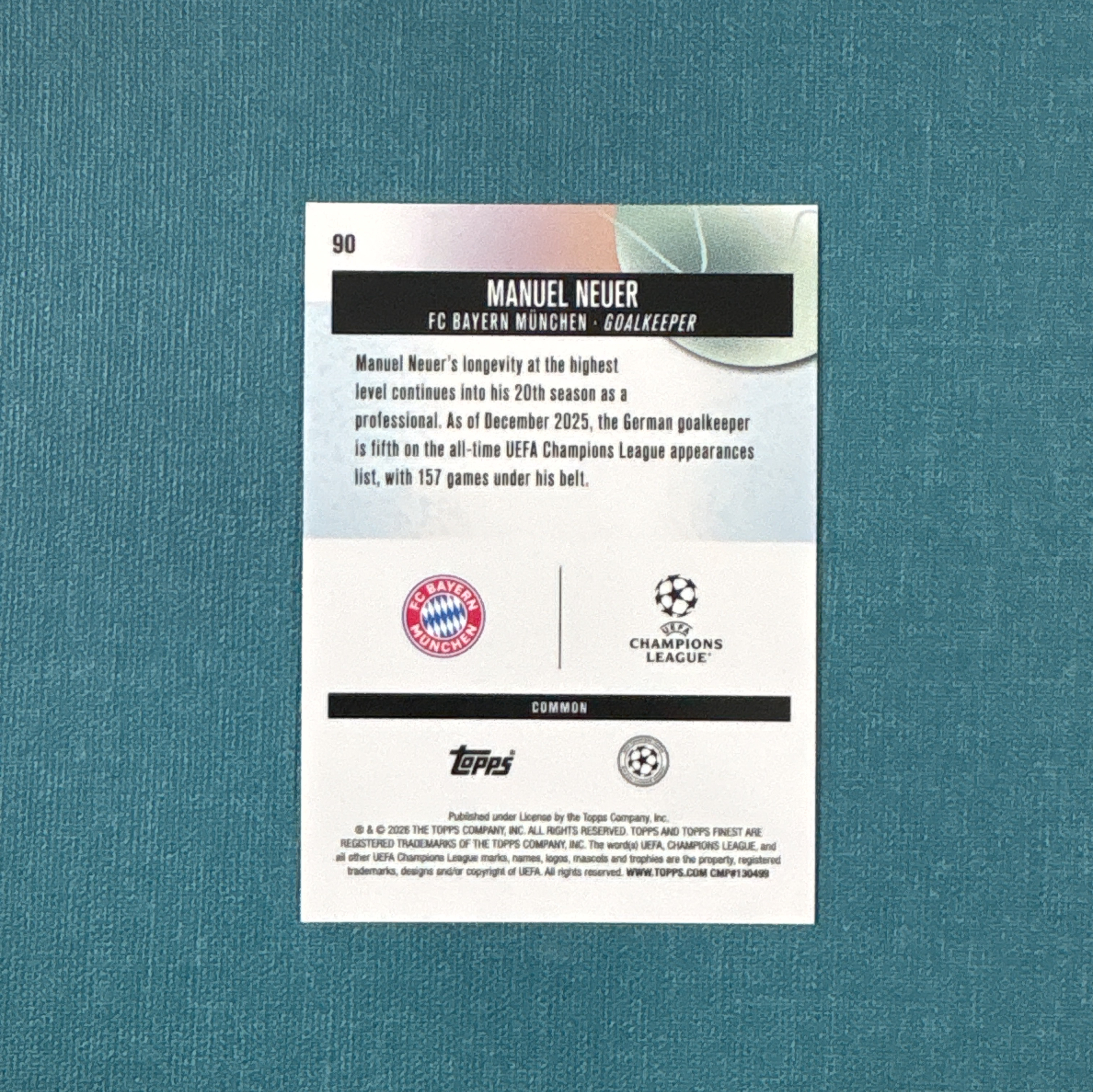 2025-26 Topps Finest 欧战 Manuel Neuer 诺伊尔 14/25编 低编 橙折 拜仁慕尼黑 卡品如图 JBW