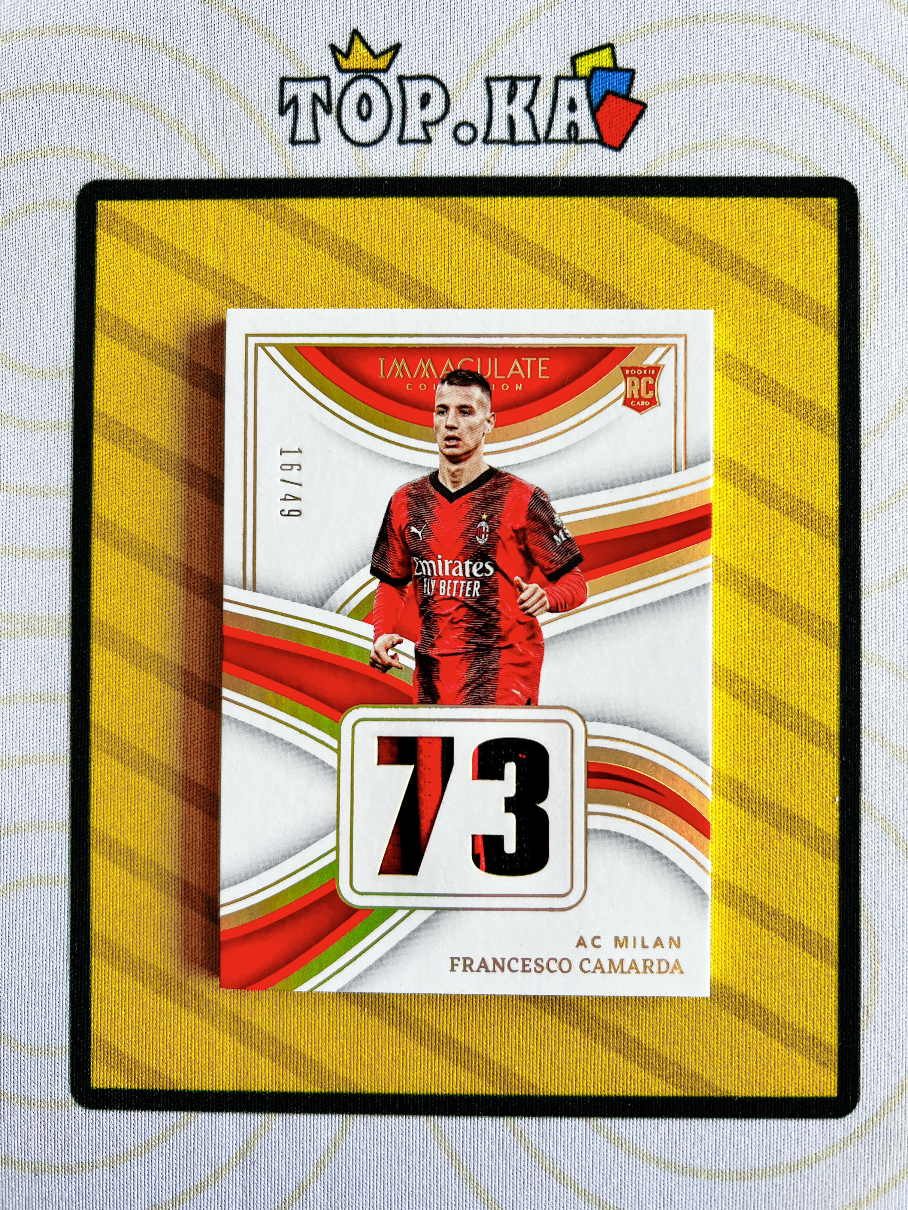 【顶尖卡社】2023-24 Immaculate Francesco Camarda RC AC米兰 新秀 卡马尔达 闪版 球衣背号 球衣物料 patch 16/49编 详情看描述 瑕疵如图【码头】