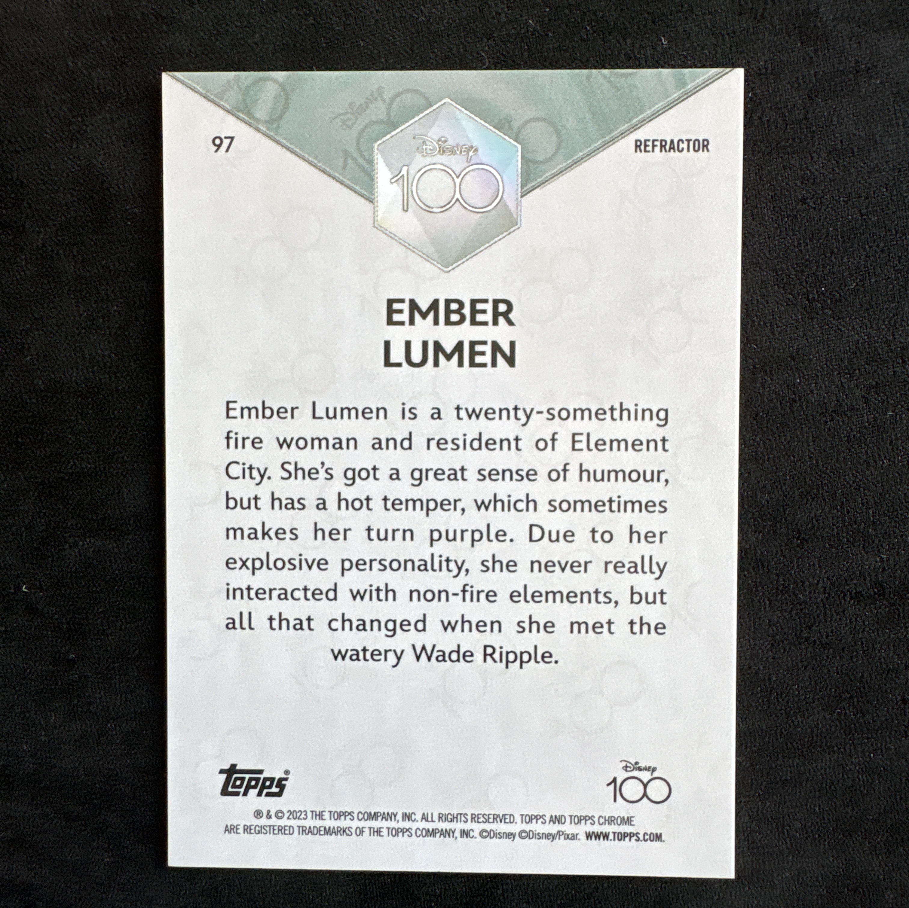 【十一拍卖】2023 Topps Disney Ember Lumen Chrome 迪士尼TC元年 炉小焰 银折 折射 疯狂元素城 迪士尼100周年 背面通病印刷线明显 微瑕 只合当日运费