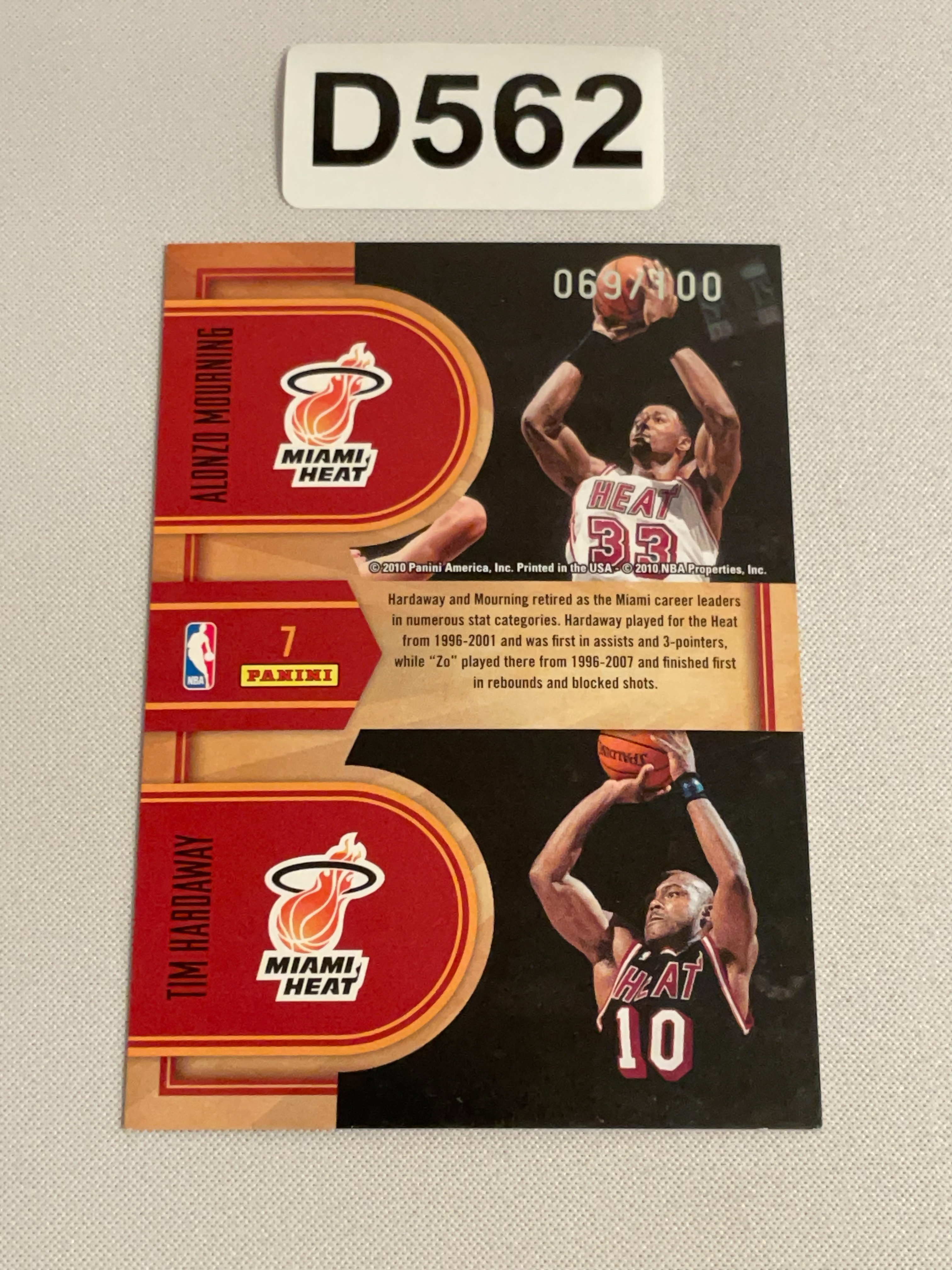 【天龙球星卡】TIAN 2009-10 CLASSICS 热火 莫宁 哈达威 100编双人特卡 069/100