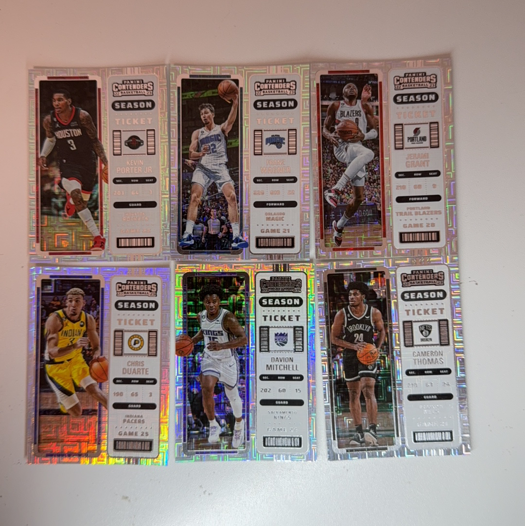 【免费代卖】6张打包 lot 球票 米切尔 小凯文 波特 托马斯 杜阿尔特 等 迷宫折 折射 值得收藏!!