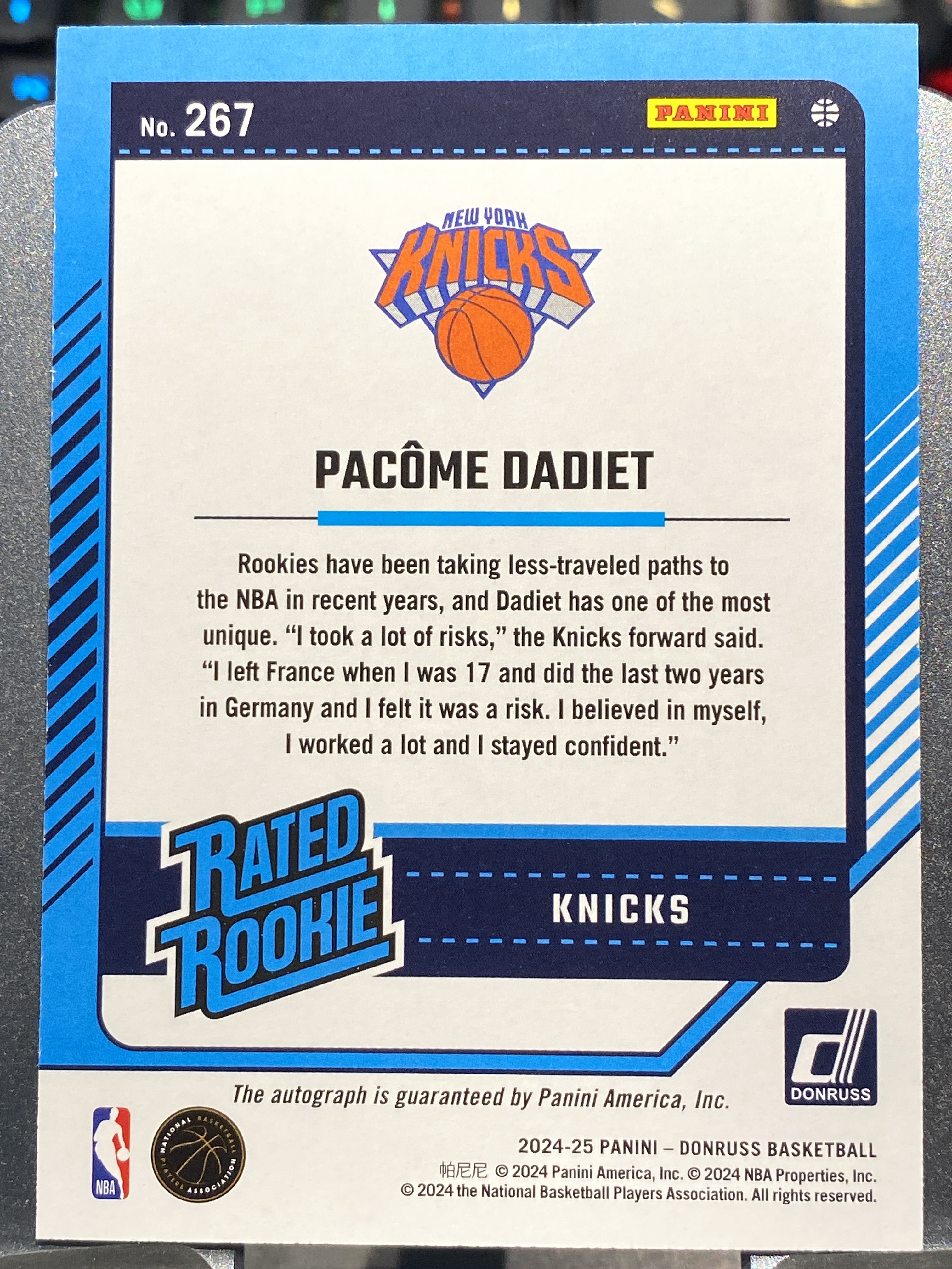 2024-25 【靓星代拍】 Donruss Pacome Dadiet RC 杜蕾斯 尼克斯 新秀 帕科姆 达迪耶 签字签名 字迹完美 卡品如图 专收凑套必备 #Lx