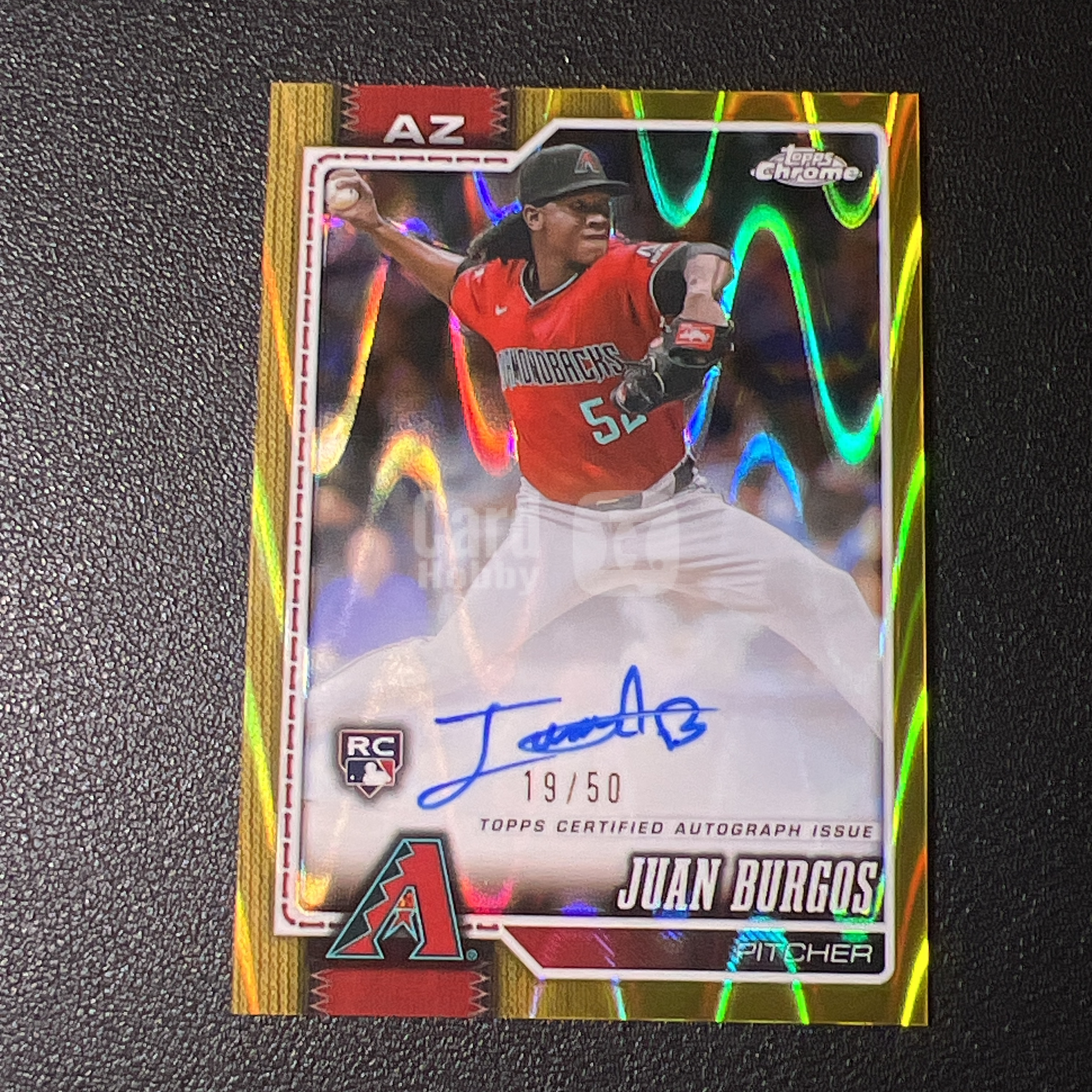 【鲨鱼代卖】2026 Topps Chrome Juan Burgos RC 棒球TC 响尾蛇 新秀 胡安 布尔戈斯 50编 低编 金折 金变形虫折 签字 卡签 默认微瑕SY3247