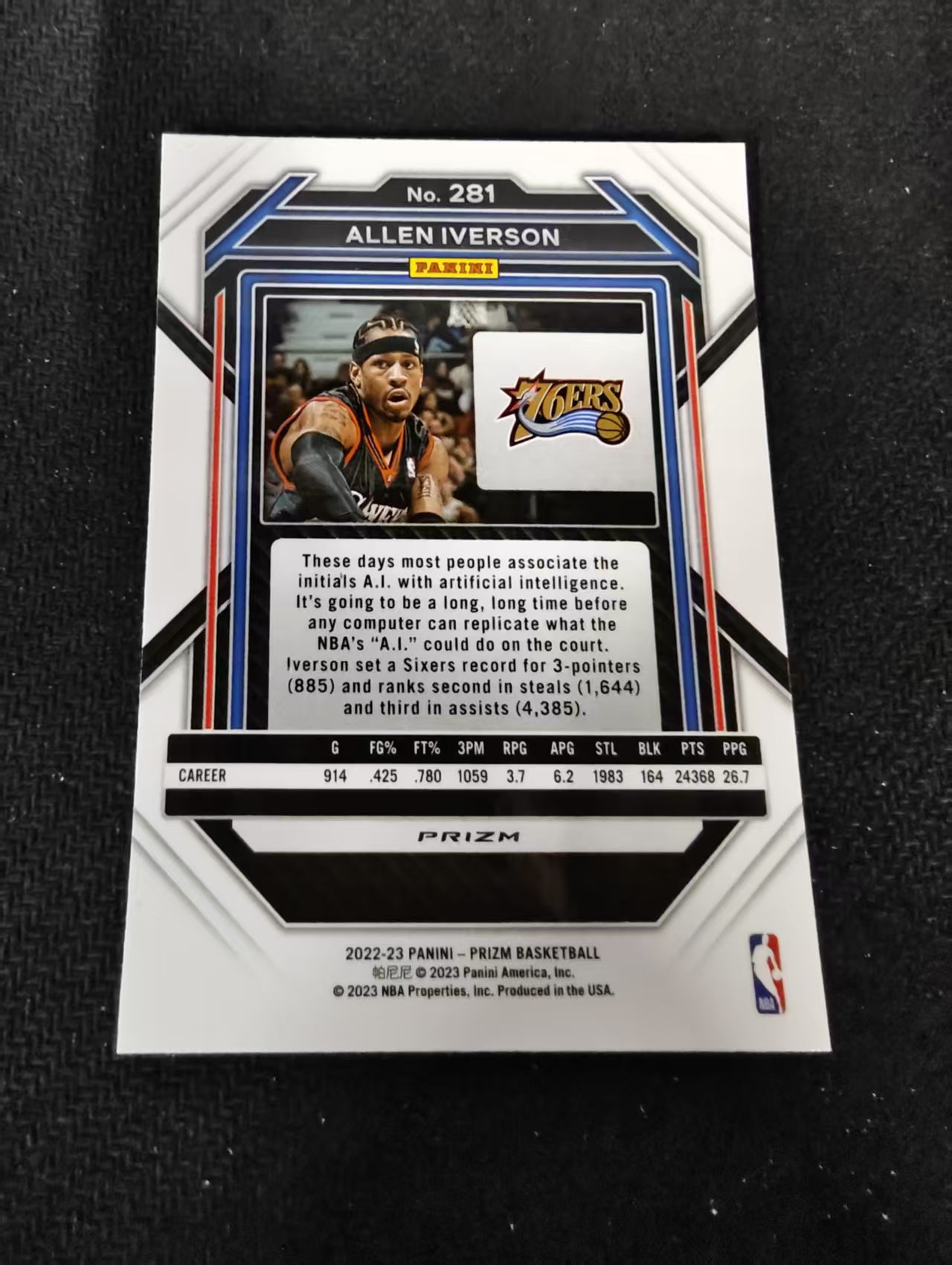 2022-23 Panini Prizm Allen Iverson 76人 答案 阿伦 艾弗森 银折 PZ 划痕 边角瑕疵 #281
