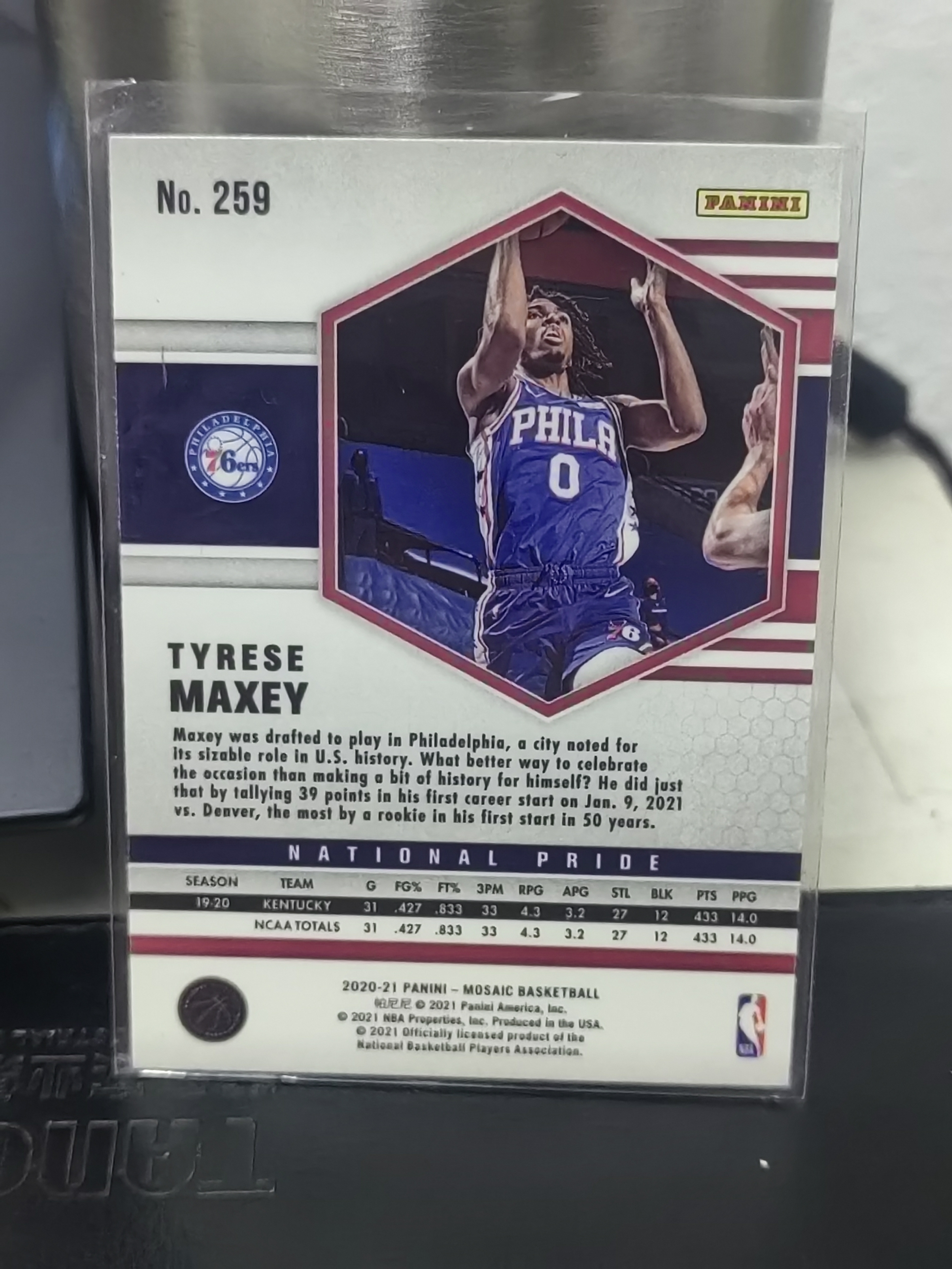 2020-21 Panini Mosaic Tyrese Maxey PZ 泰雷塞 马克西 76人 美国队 篮 白边白角 不保卡品 卡品如图