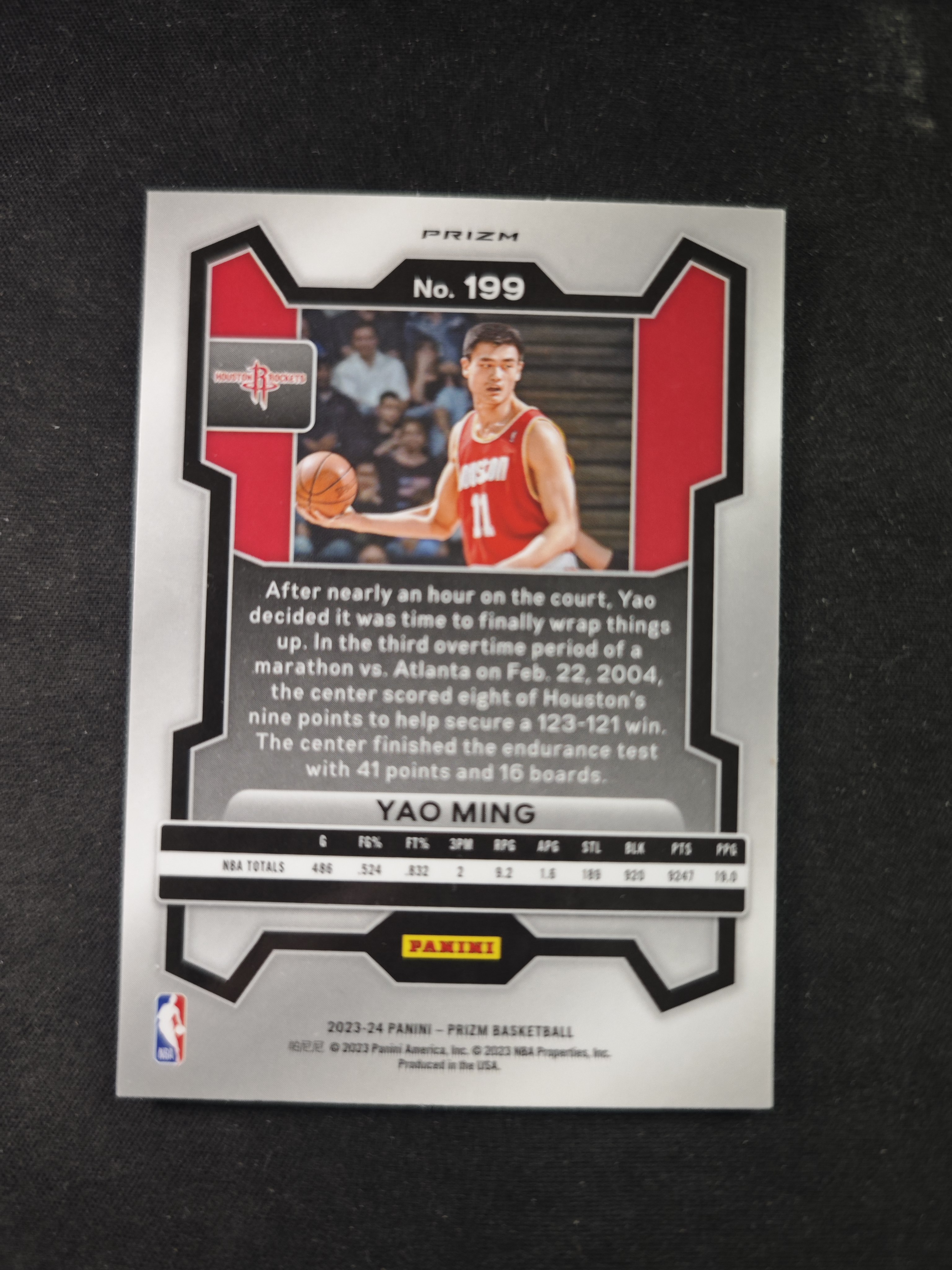 【蛤蟆特卖】姚明 姚主席 小巨人 2023-24 PANINI PRIZM系列 粉色碎冰折射 经典设计 超级漂亮 稀有好卡 卡品如图 专收必备!