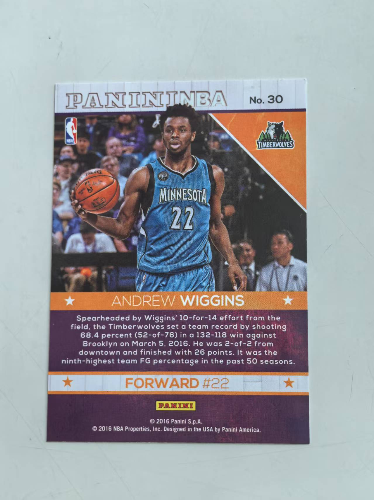 2015 Panini Hoops Andrew Wiggins 森林狼 印签 签名卡签字卡 【黑魔苏】