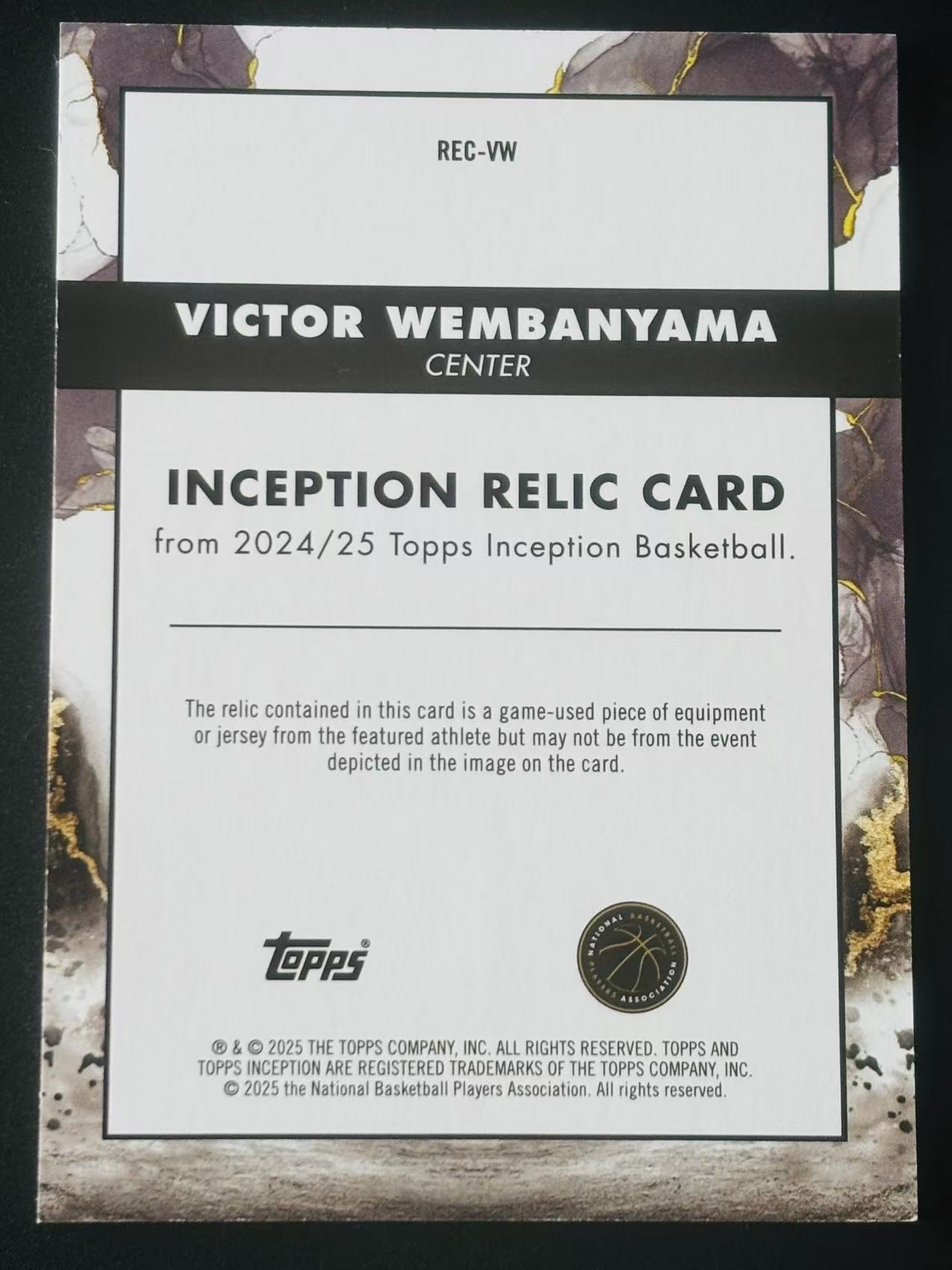 2024-25 Topps inception Victor Wembanyama 盗梦空间 马刺 维克托 文班 亚马 球衣切割 实物卡 GU 不累计