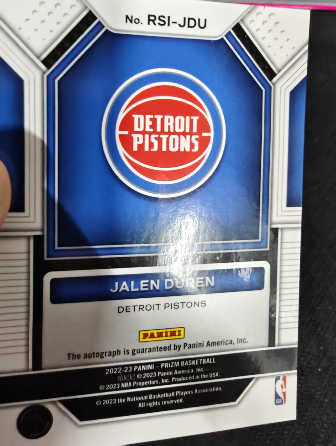 2022-23 Panini Prizm Jalen Duren RC 活塞 杰伦 杜伦 签字 新秀 全明星 内线大闸 瑕疵如图