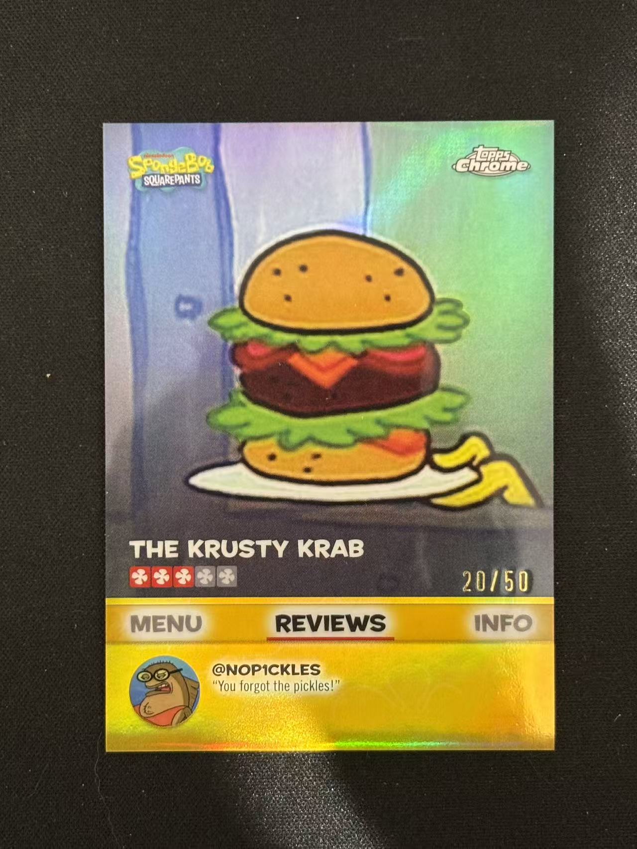 2025 Topps SpongeBob SquarePants The Krusty Krab Chrome 海绵宝宝25周年 Reviews特卡 大众点评特卡 金折 /50编 - F James