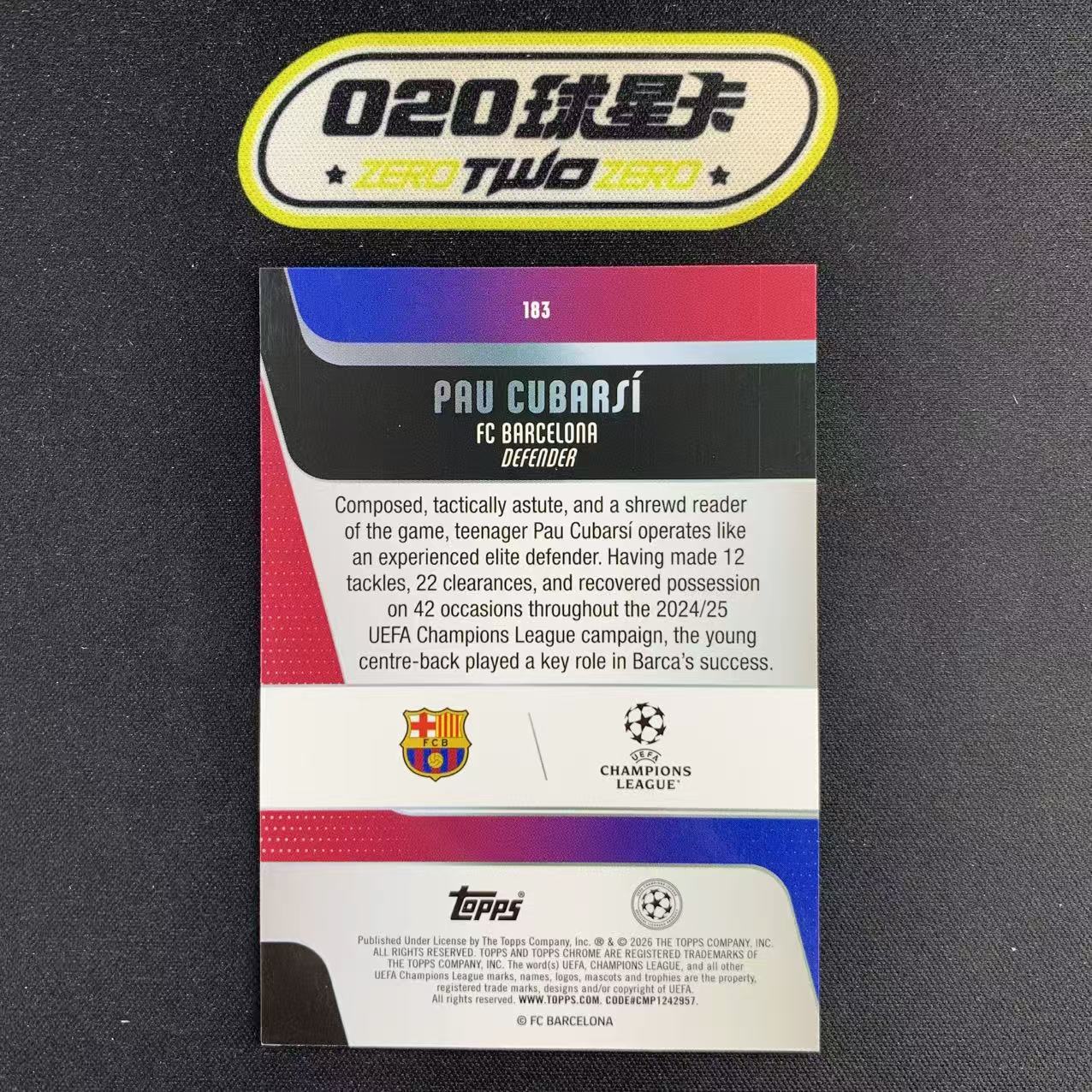 2025-26 Topps Chrome Pau Cubarsi 欧冠TC 保罗 库巴西 50/150编 蓝熔岩折 巴塞罗那 巴萨 微瑕如图 *KENJi