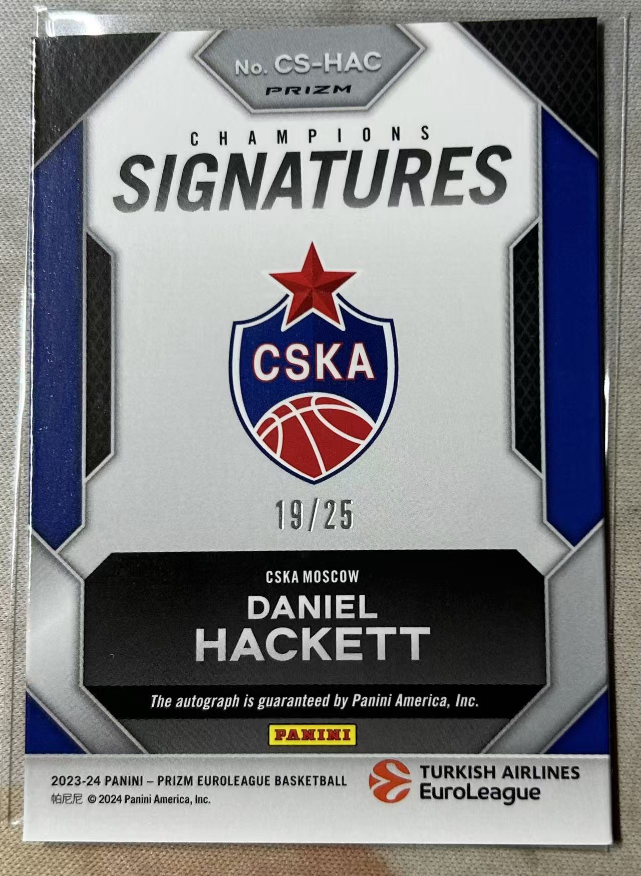 2023-24 Panini Prizm daniel hackett PZ 丹尼尔 哈克特 25编 mojo折 签字 欧洲杯 欧洲联赛 莫斯科 折射 特卡 卡品如图 收藏必备