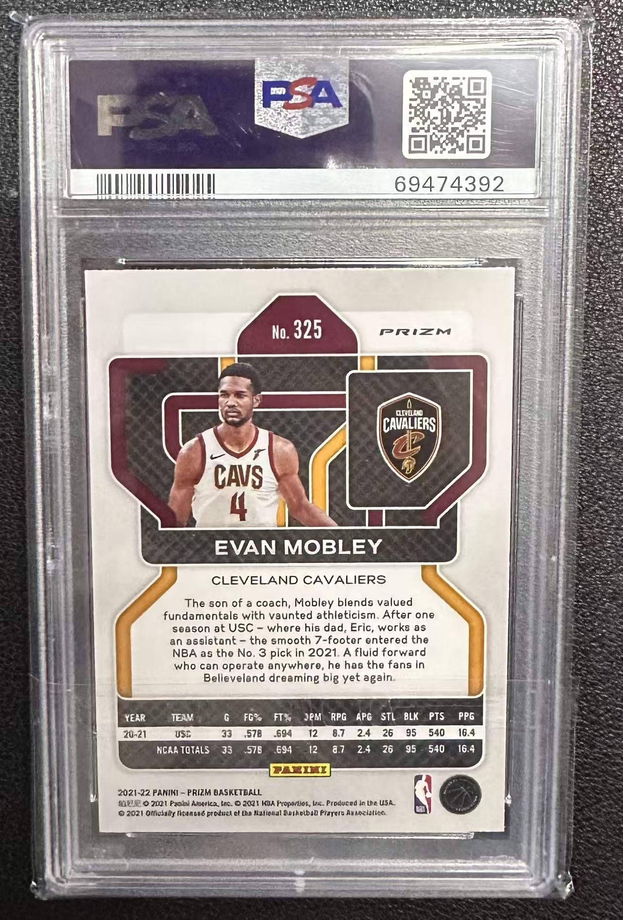 2021-22 Panini Prizm Evan Mobley RC Pz 新秀 埃文 莫布里 莫布利 白碎冰 骑士 psa评级 卡品细节如图专收凑套必备
