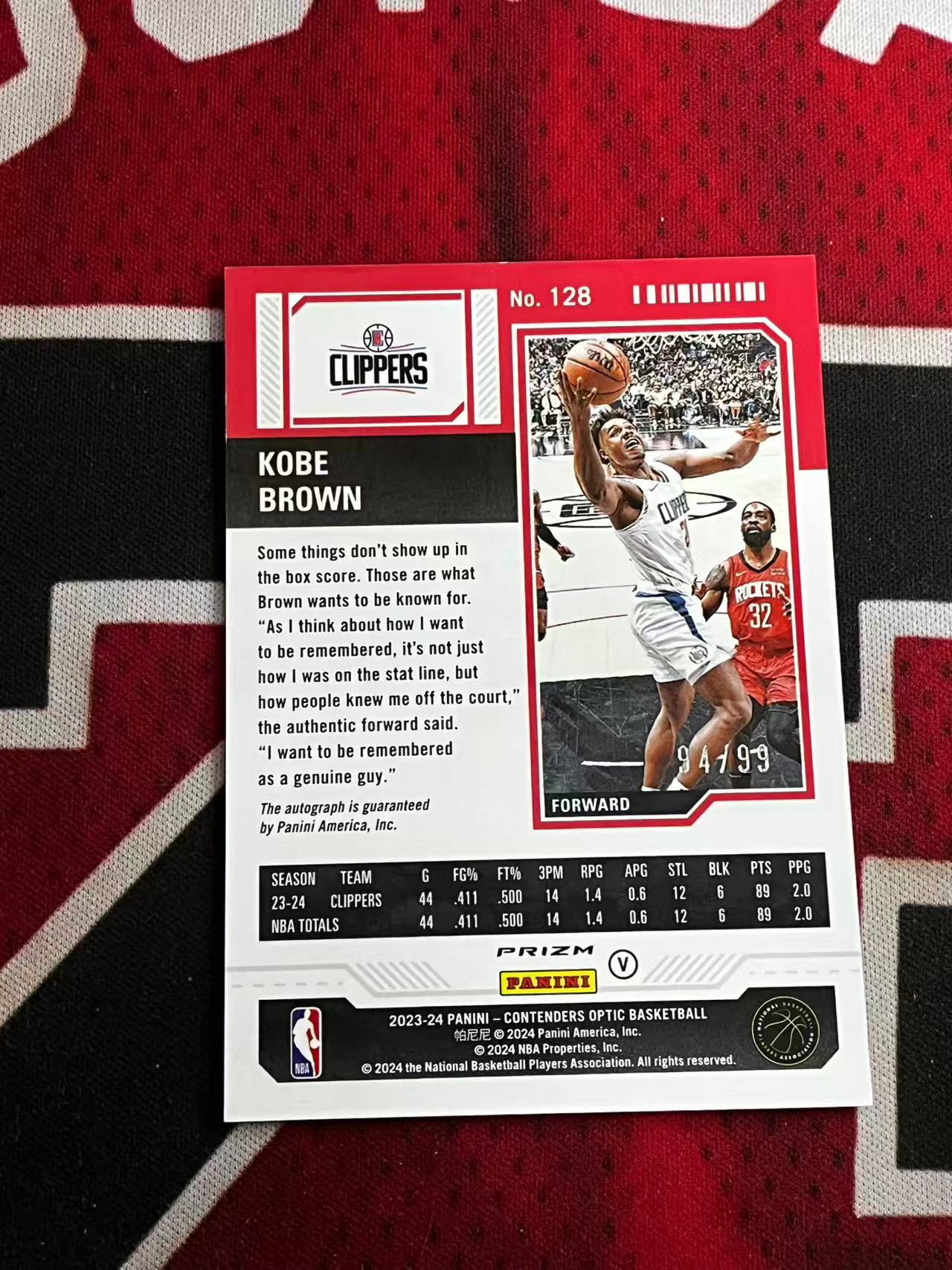 【接寄拍】2023-24 PANINI CONTENDERS OPTIC 球票系列 快船 新秀RC 科比布朗 99编 签字卡 卡签 正新秀球票签字卡 红折 折射 专收凑套必备【烂臭嘴拍卖】