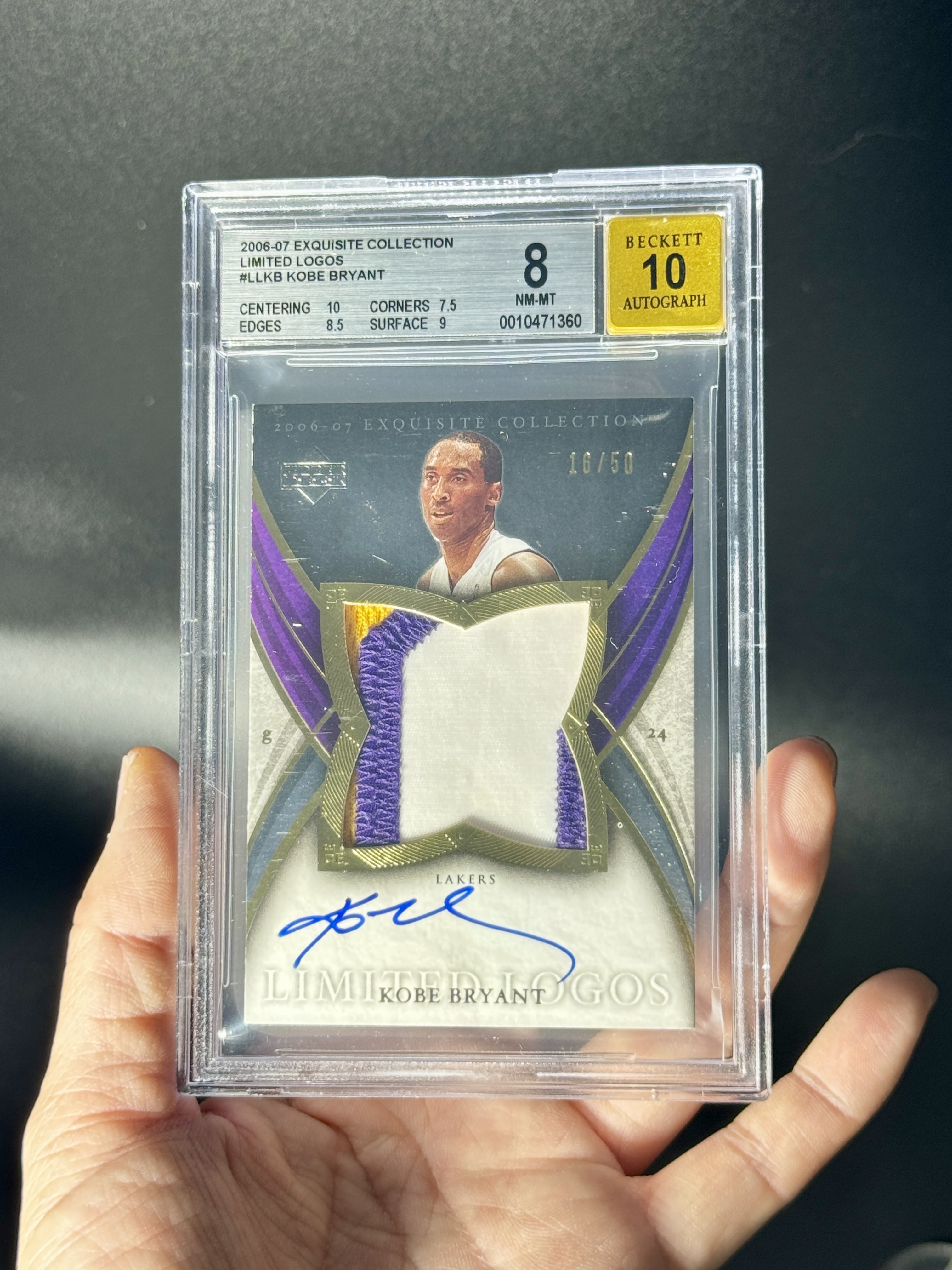 【喷子拍卖】2006-07 UD exquisite Kobe Bryant 木盒 洛杉矶湖人 科比 布莱恩特 LL limited logo 50编 大窗patch 卡签 切割暴力 大hit BGS8/10 送订制壳 AND