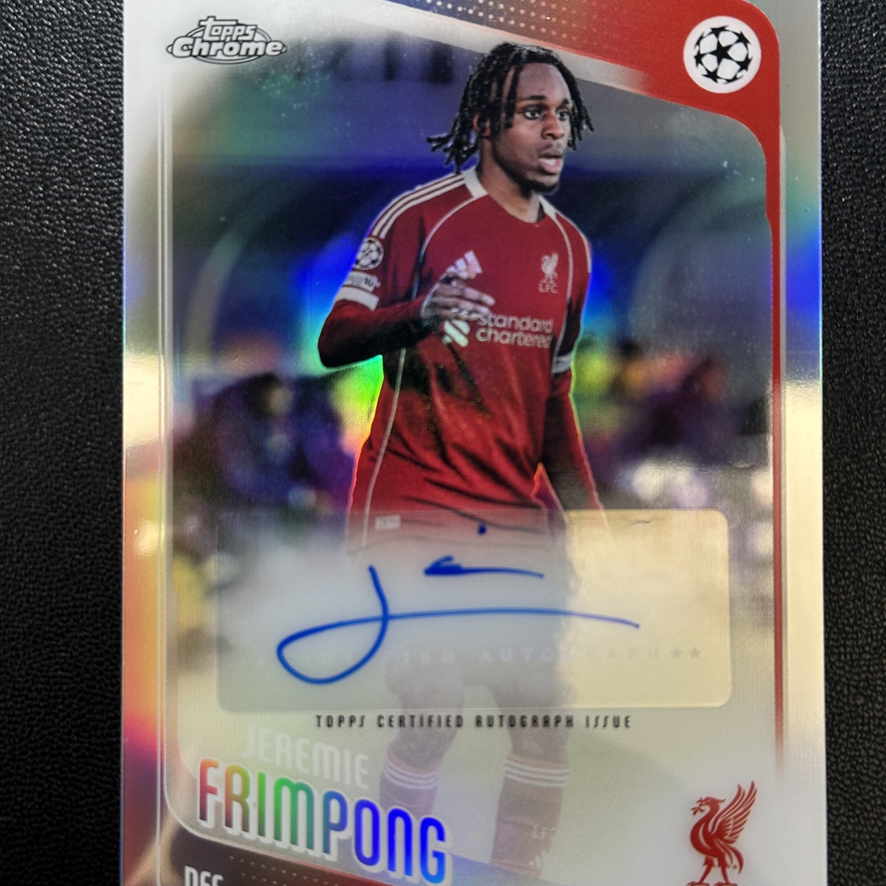 2025-26 Topps Chrome Jeremie Frimpong 弗林蓬 欧战 欧冠TC 利物浦 银折 签字 卡品如图#Gaza