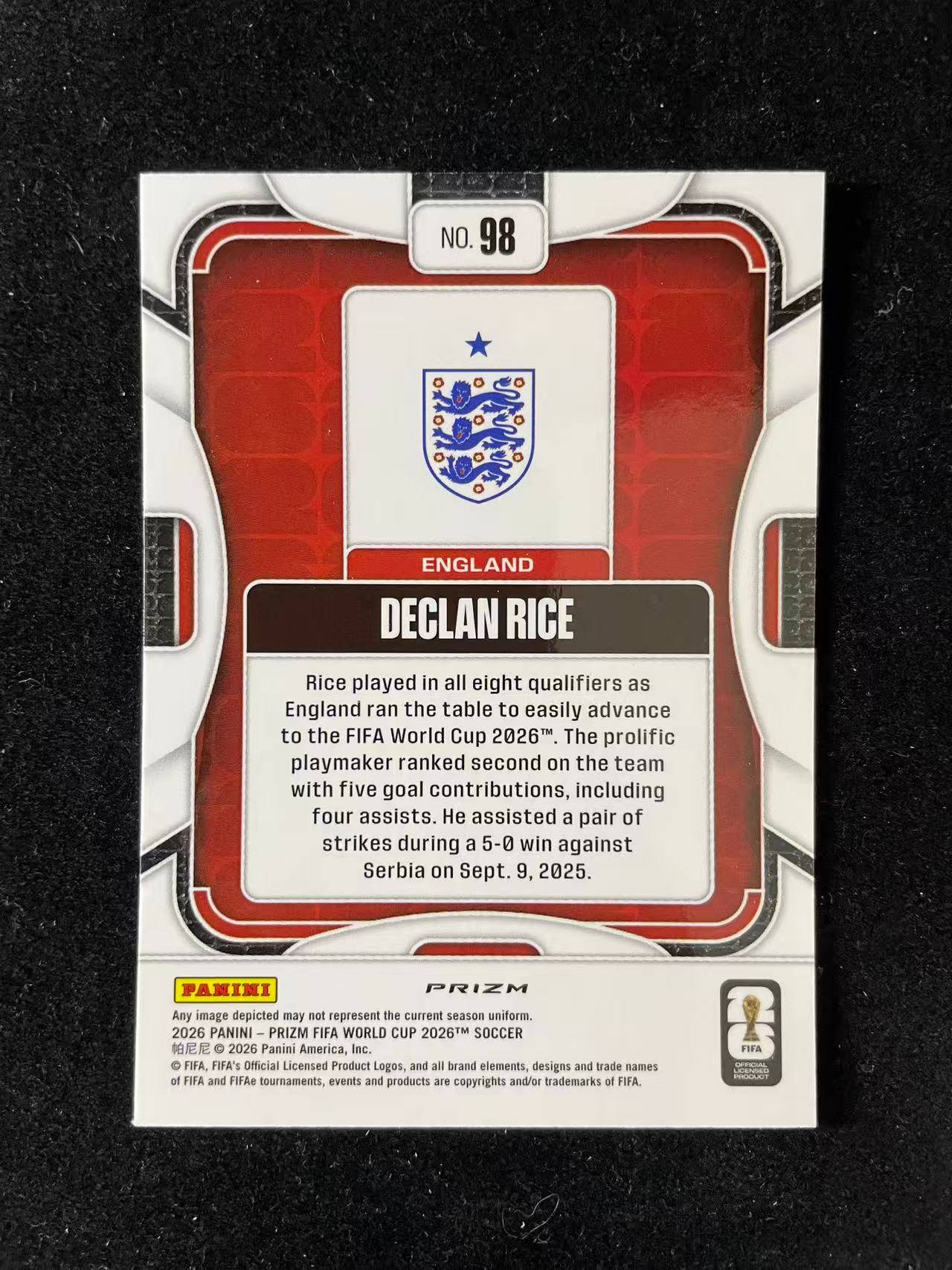 【梦卡拍卖】2026 Panini Prizm FIFA World Cup 世界杯PZ declan rice 德克兰 赖斯 银波纹折 细节如图 #PD# A99