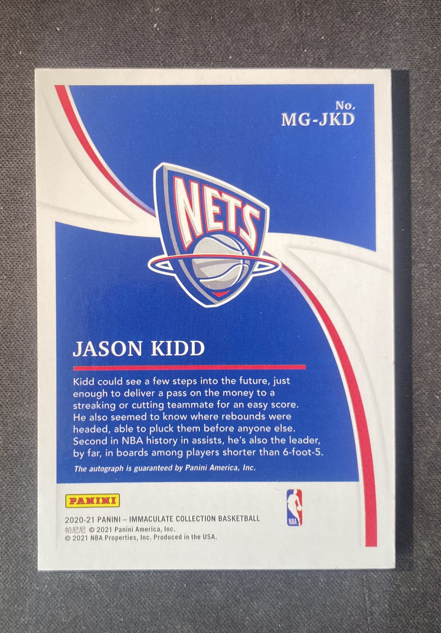 2020-21 Panini Immaculate Jason Kidd 【来拆波卡】篮网 贾森 基德 imm 镜面 签字 卡签 99编 人种