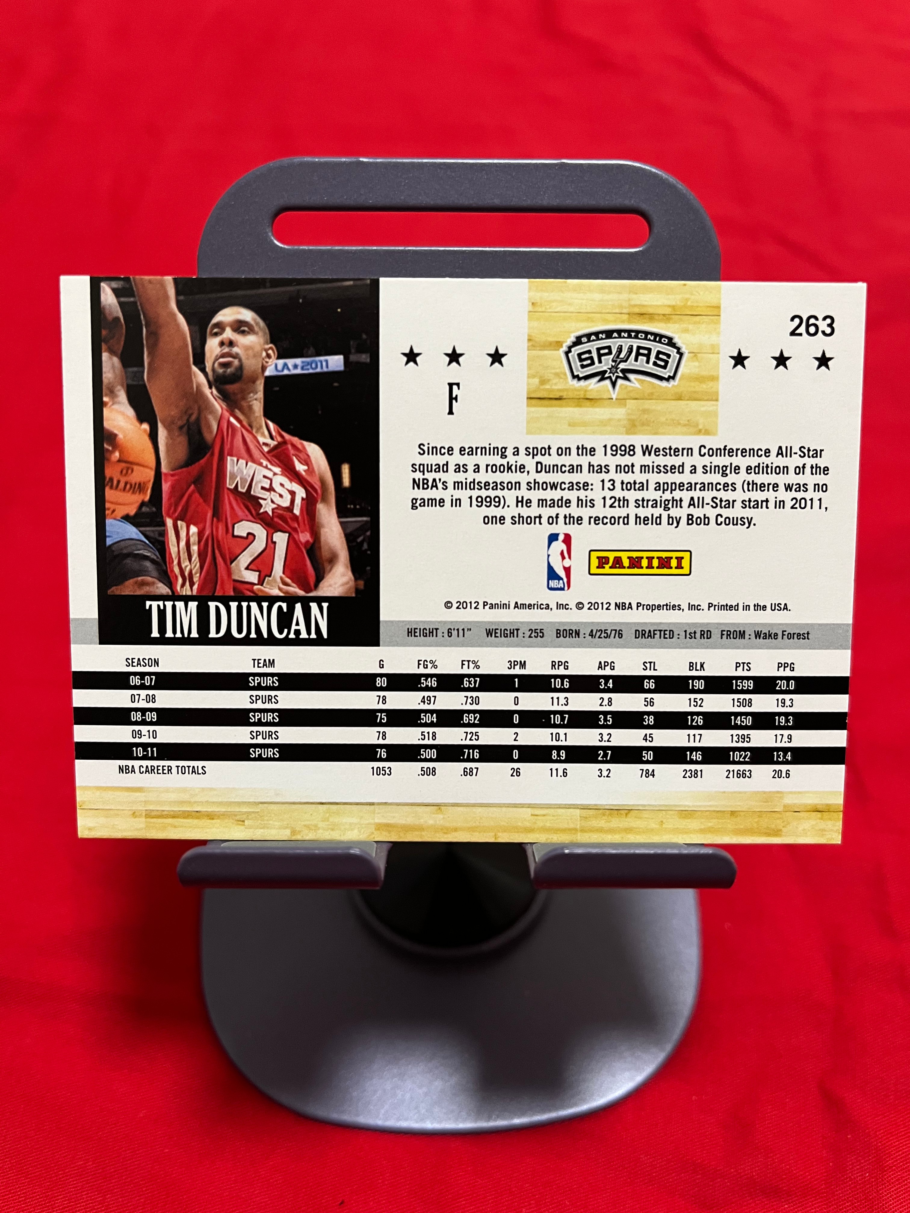 2012 Panini 老卡 老特 Tim Duncan 蒂姆 邓肯 石佛 马刺【经典选图 西部全明星 HOOPS】【边角瑕疵如图 介意勿拍】#1111