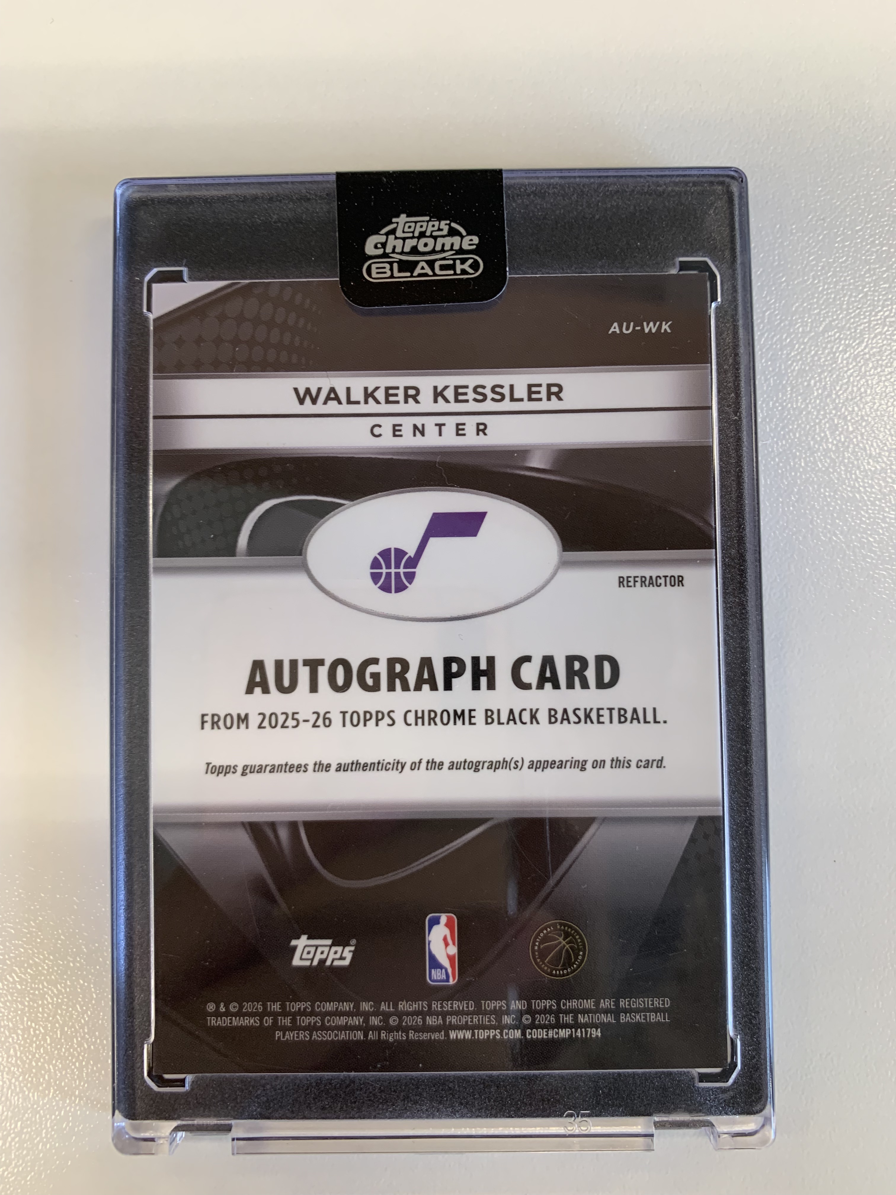 2025‑26 Topps Chrome Black Walker Kessler 沃克凯斯勒 签字 299编 爵士去湖人 原封砖小划痕 SBX