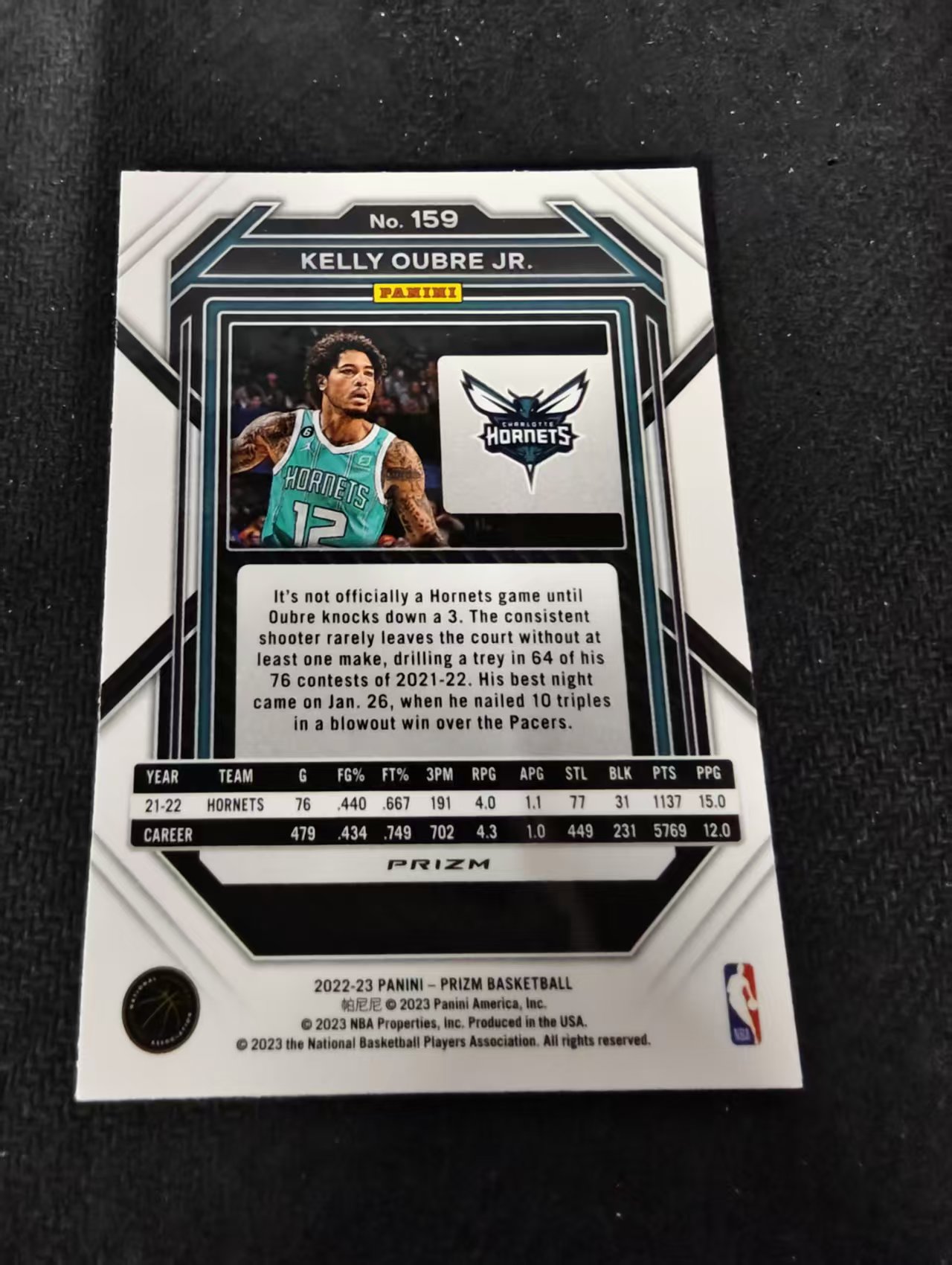 2022-23 Panini Prizm Kelly Oubre Jr. 小凯利 乌布雷 黄蜂 红波纹 PZ 划痕 边角瑕疵 #159