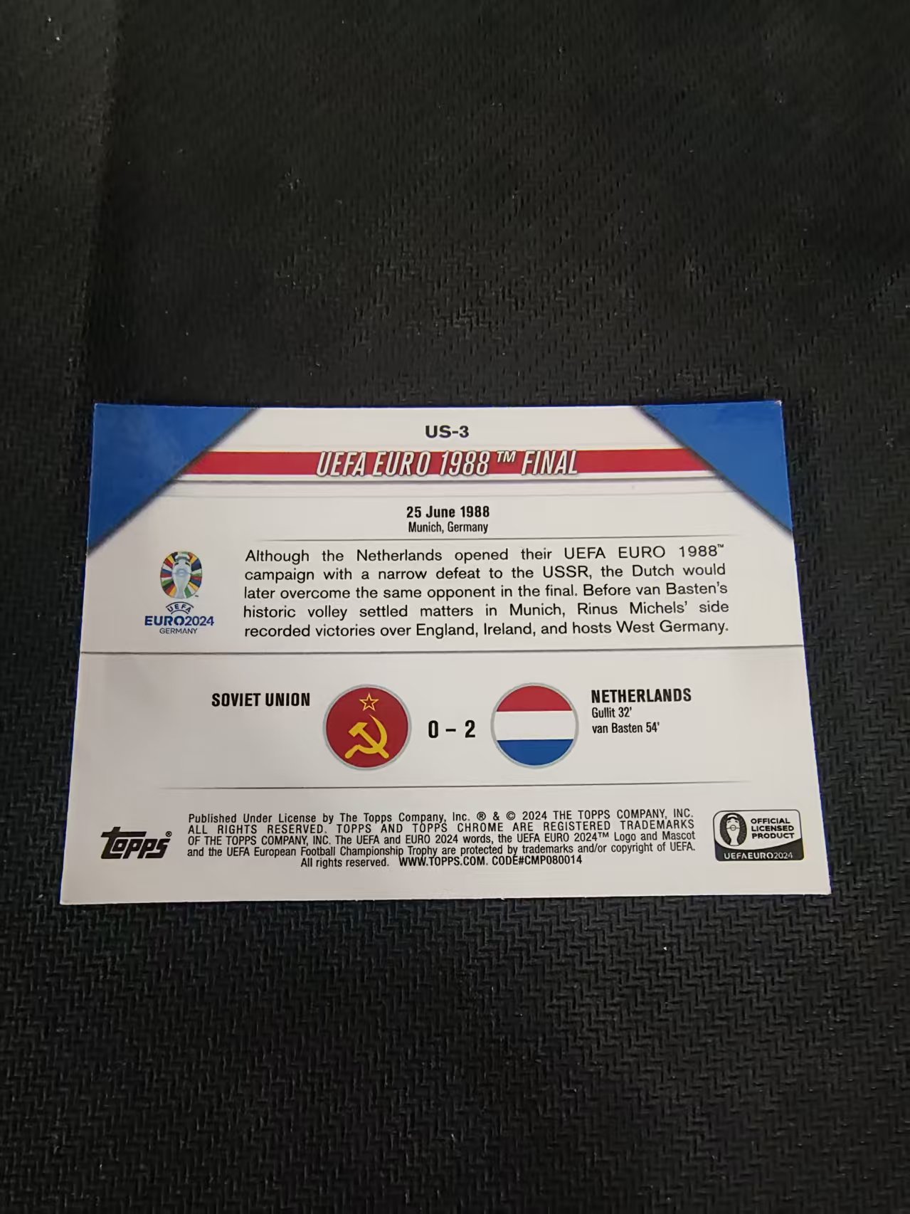 【可合并,不累计】2024-25 Topps Finest Netherlands 欧洲杯 冠军特卡 夺冠 荷兰 银折 划痕 边角瑕疵 #3