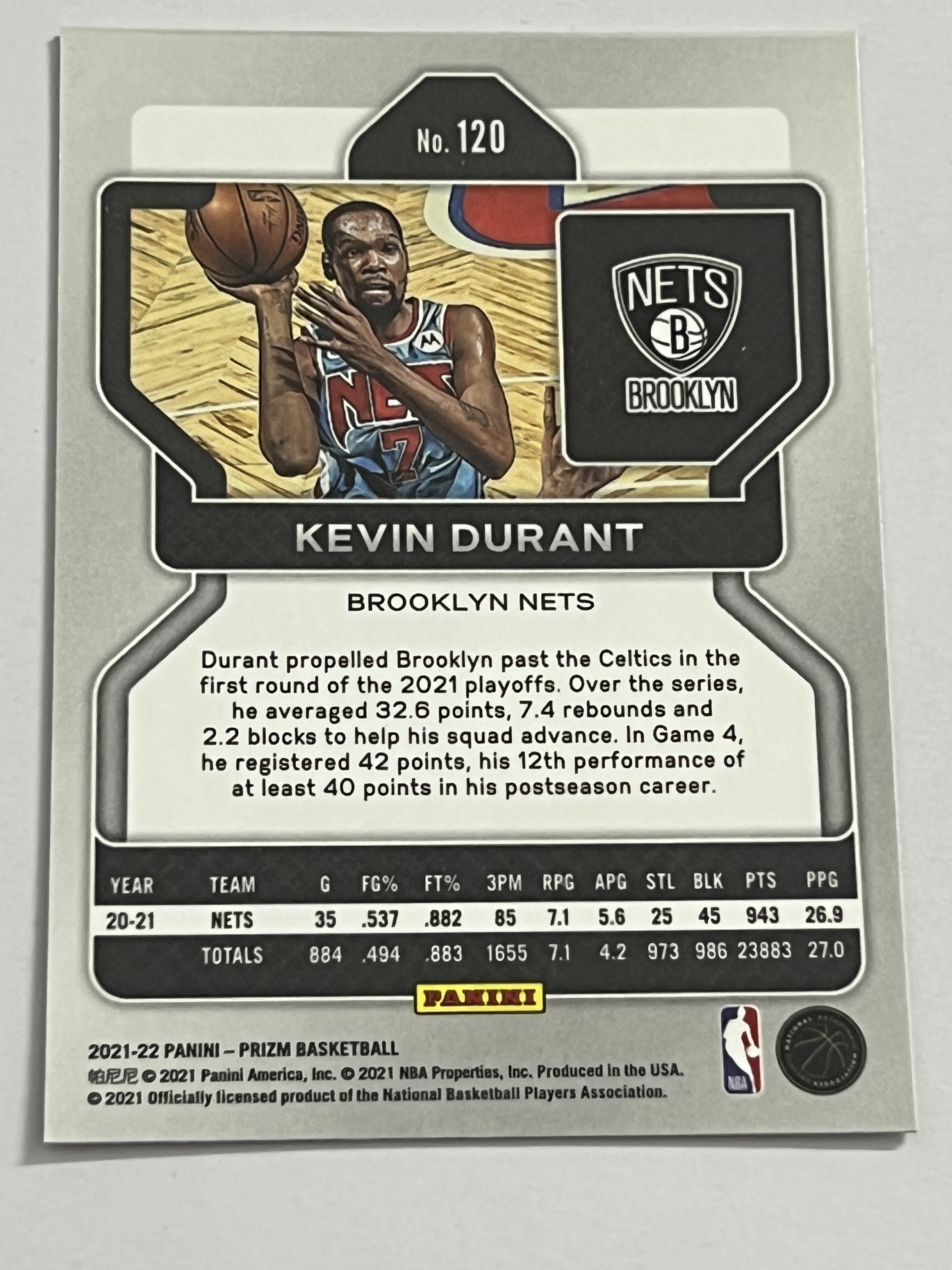 2023-24 Panini Prizm Kevin Durant 凯文 杜兰特 死神 KD 篮网队 热门球星 收藏必备 实卡精美 #120
