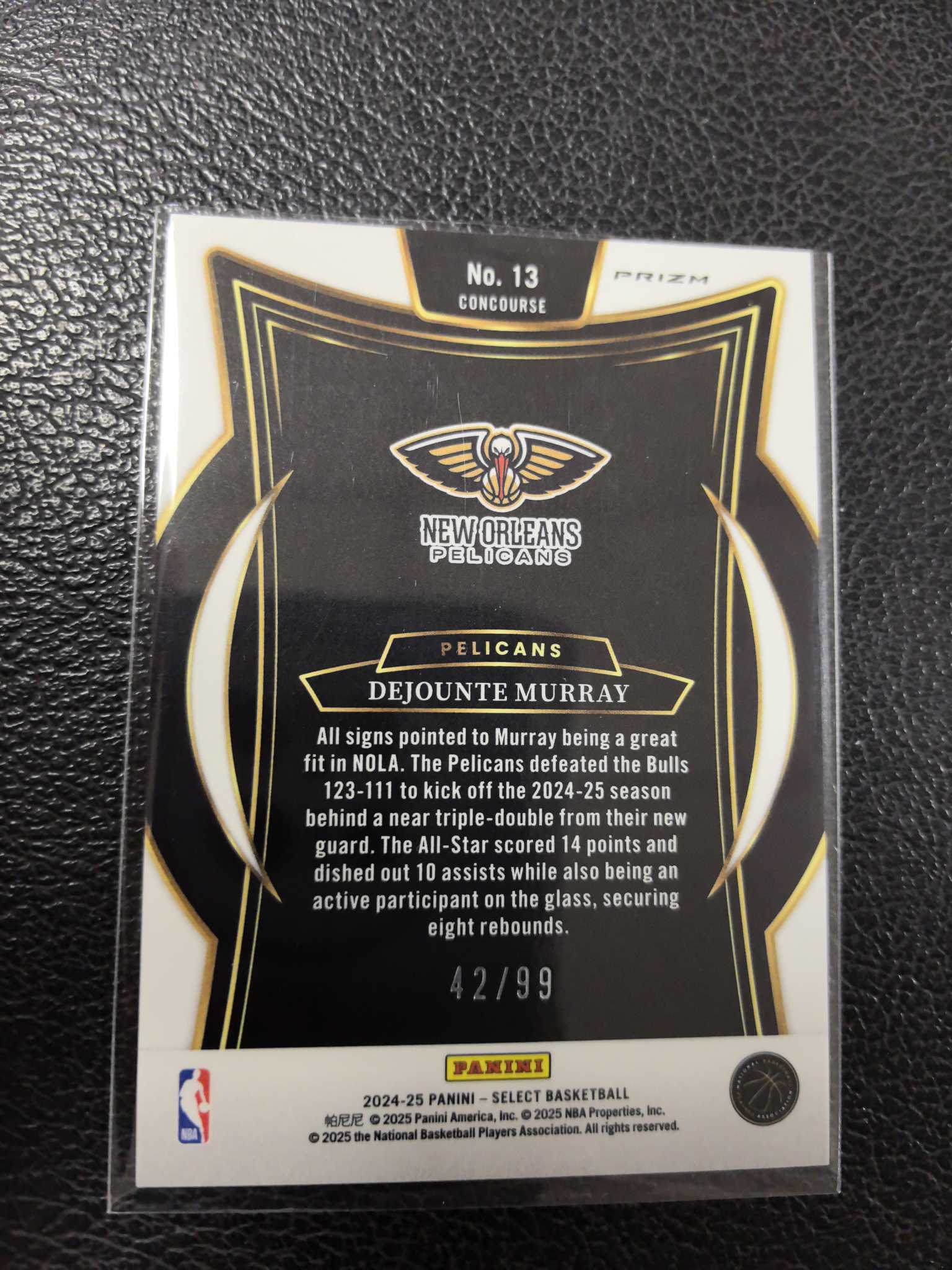 2024-25 德章泰 穆雷 99编 鹈鹕 白折 折射 select 12-2