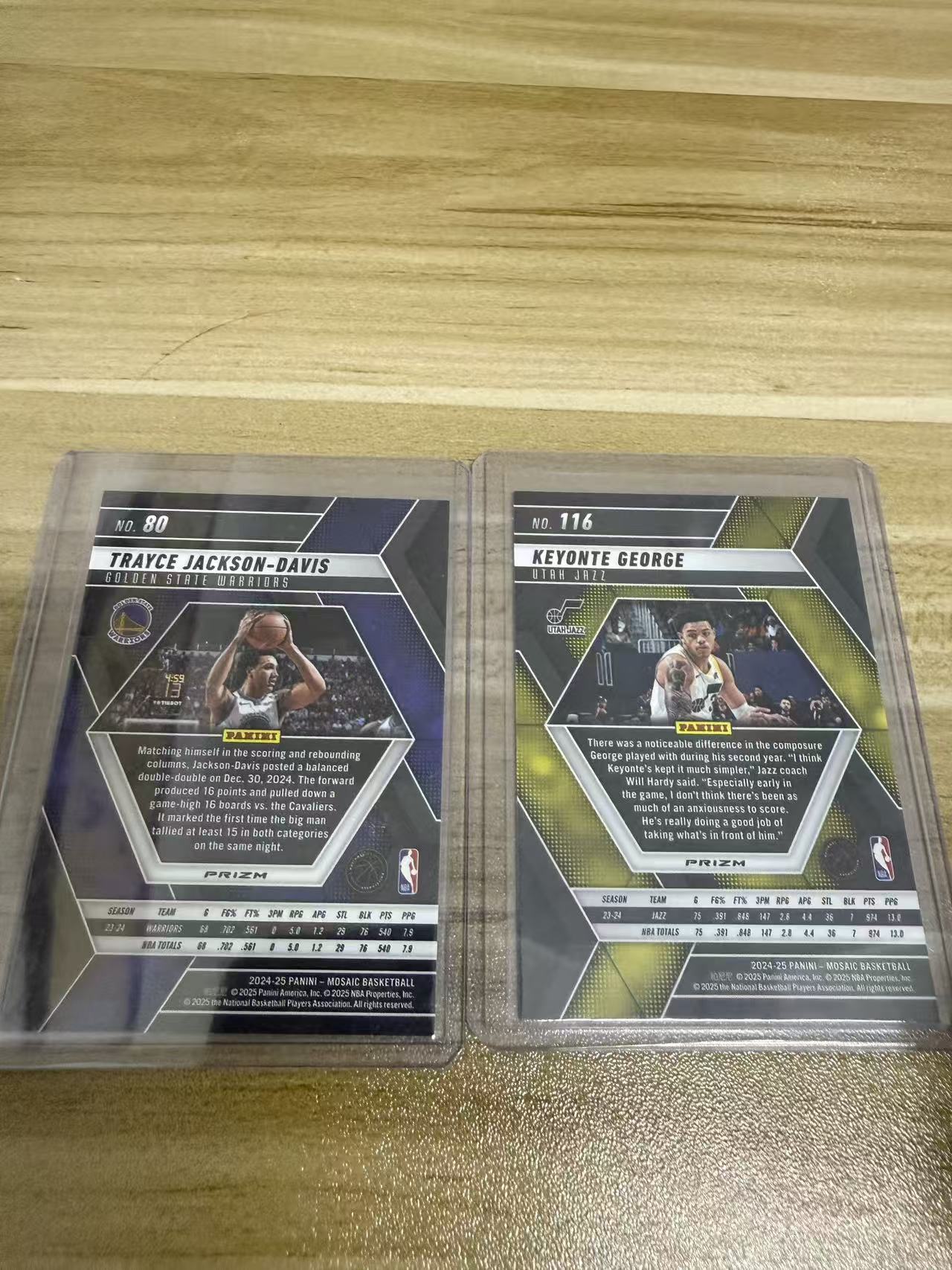 2024-25 Panini Mosaic 戴维斯 乔治 新秀rc 马赛克 橙折 彩虹套必备 勇士 爵士 潜力新秀 两张打包 只发默认请看描述【KK】