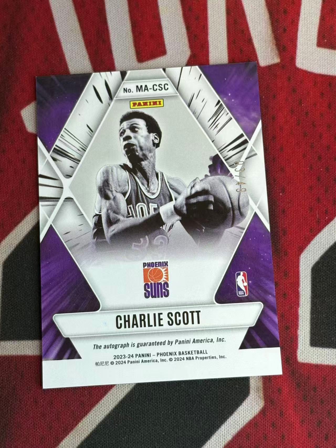 2023-24 PANINI PHOENIX 凤凰系列 Charlie Scott 太阳名宿 查理斯科特 49编 签字卡 紫圈圈折 折射 专收凑套必备【烂臭嘴拍卖】