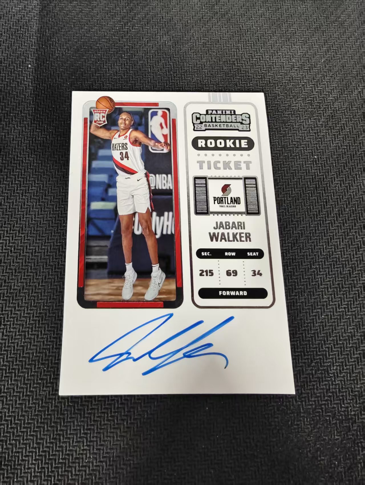 【汽水拍卖】2022-23 panini contenders jabari walker 球票 开拓者 贾巴尔 沃克 RC 新秀 签字 卡签 微瑕如图