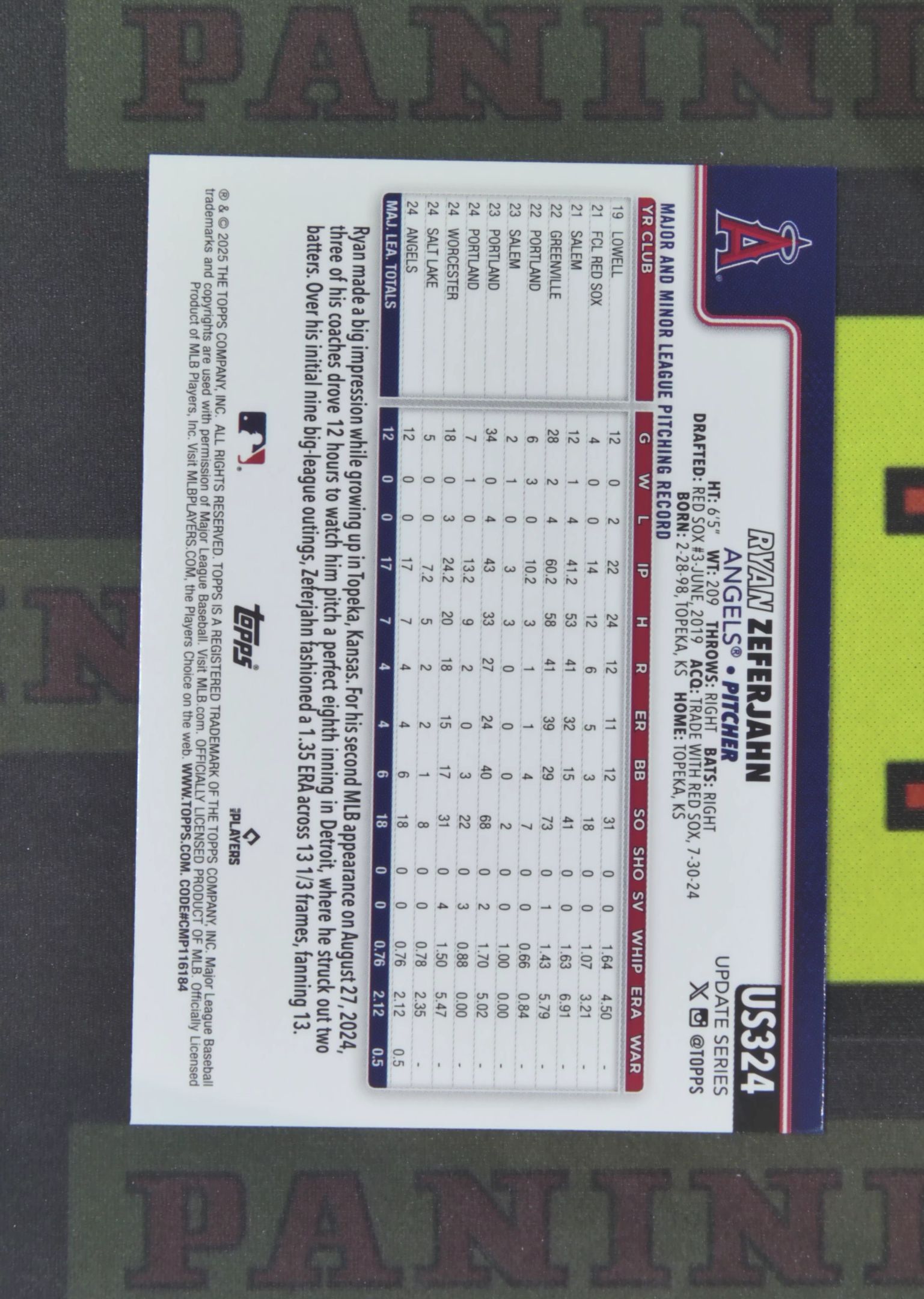 2025 Topps Update Ryan Zeferjahn RC Nirvana Project 瑞安 泽弗约翰 洛杉矶天使 新秀 南瓜折 万圣节 折射 比例 SP 卡品如图 收藏必备 吴¥