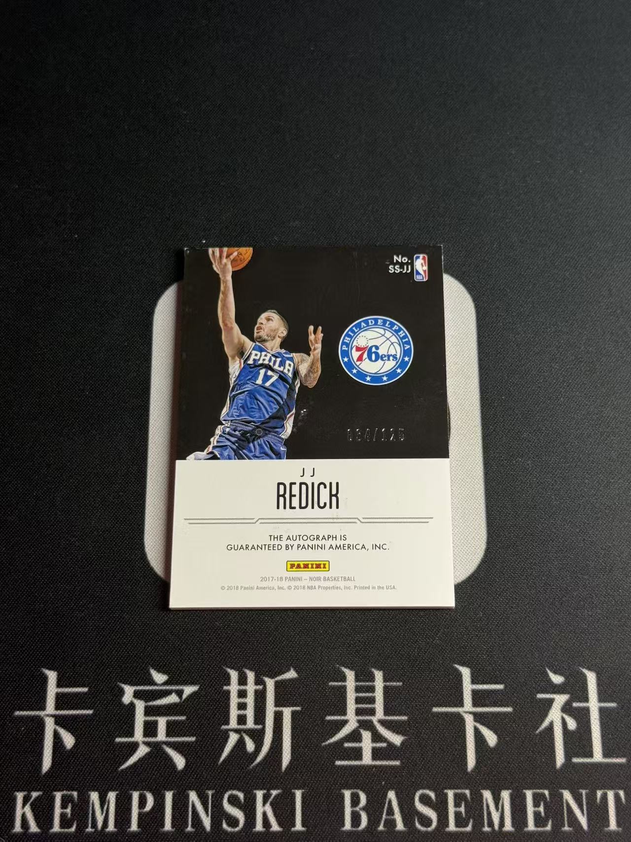2017-18 Panini Noir JJ Redick 【小来】JJ 雷迪克 76人 湖人教练 诺尔 聚光灯 金笔签 125编 瑕疵如图 专收凑套必备