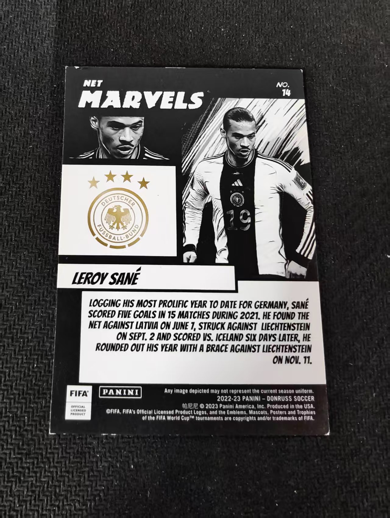 【可合并,不累计】2022-23 Panini Donruss Leroy Sané 萨内 拜仁 德国 漫威 超级英雄 特卡 杜蕾斯 划痕 边角瑕疵 #14