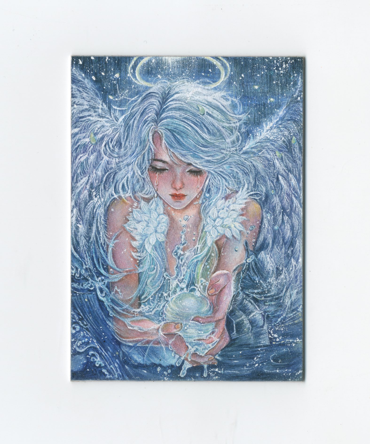 【Jackie杰基拍卖】桃花阡陌工作室 影系列 天使 丙烯 手绘卡 1/1 画师:乔克叔叔(灯塔)