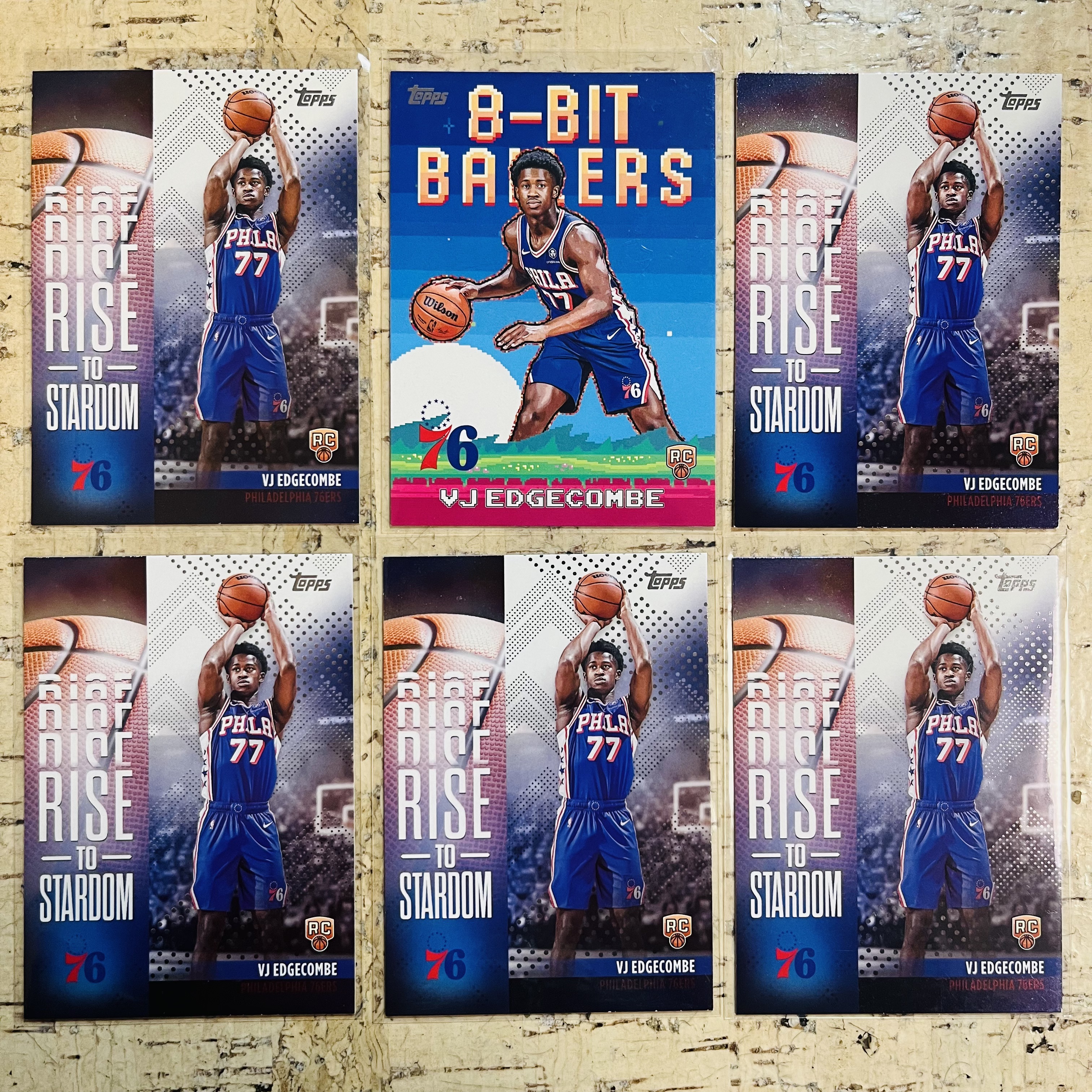 2025-26 Topps Flagship VJ Edgecombe RC 新秀 76人 vj 埃奇库姆 特卡 6张打包 8-bit rise to stardom 此标有膜无夹【小卡迷拍卖】
