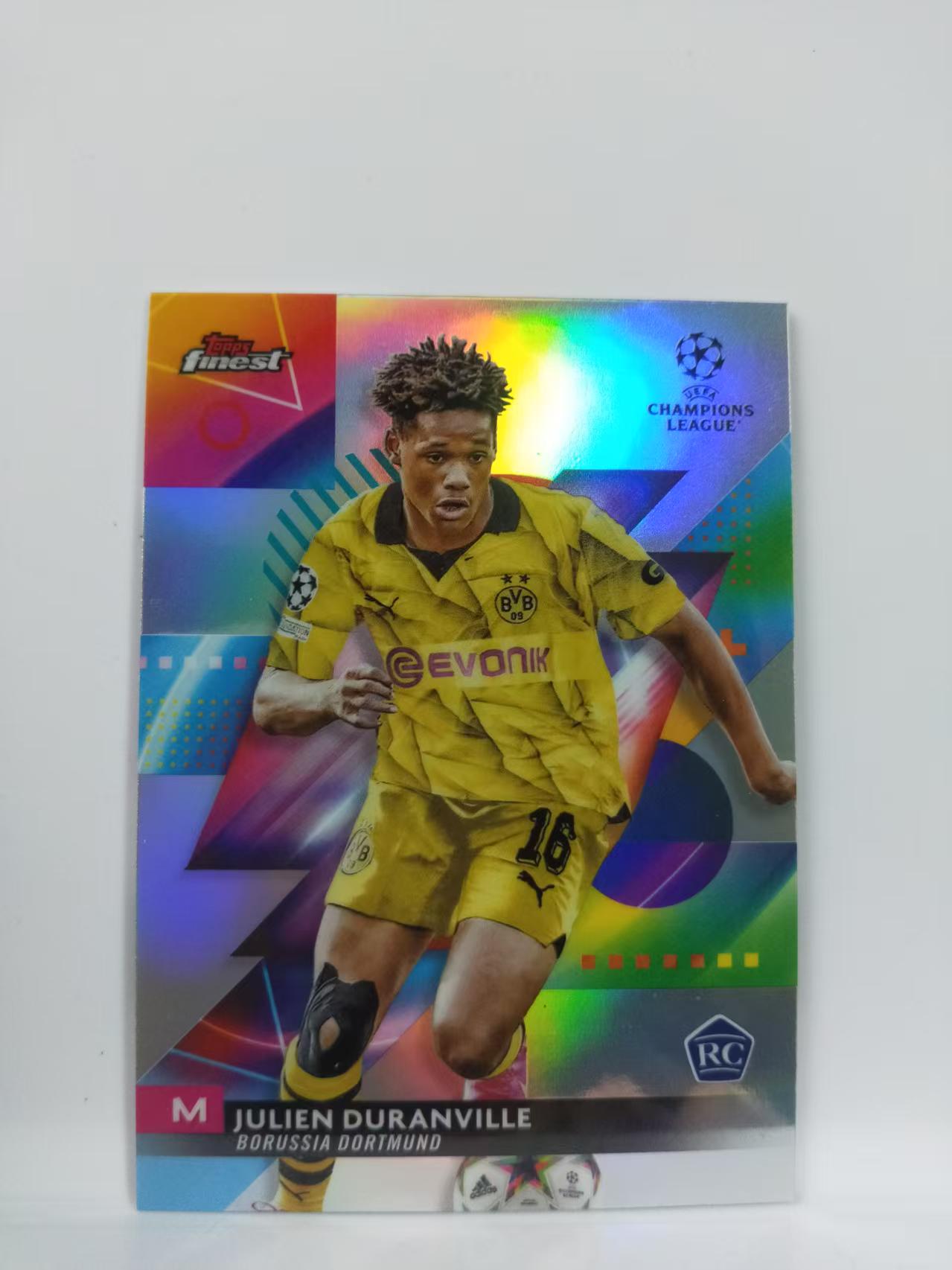 2024 Topps Finest julien duranville 多特蒙德 朱利安 杜兰维尔 新秀RC  银折 欧冠 卡品如图 N22C