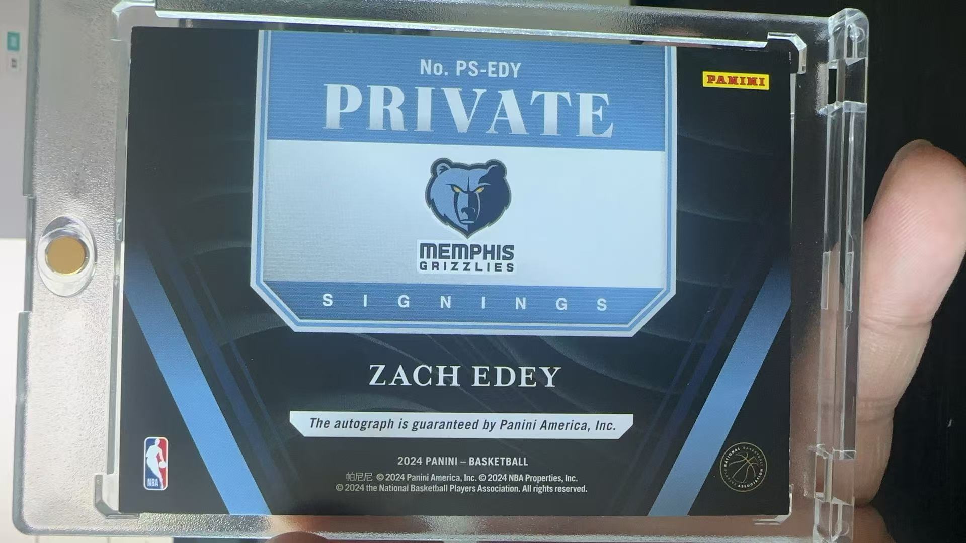 2024 Panini Silhouette Zach Edey RC 新秀 灰熊 埃迪 周志豪 插入签 卡签 签字 卡品如图【DAD】