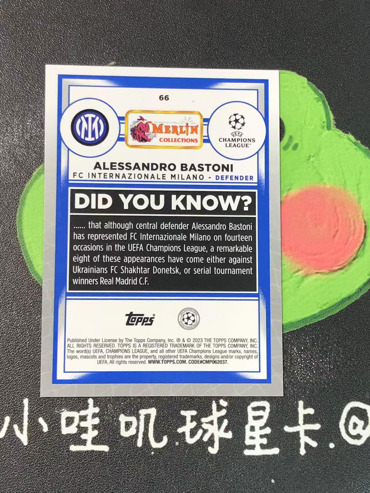 2023 Topps Merlin Alessandro Bastoni 欧冠 国际米兰 巴斯托尼 150编 微瑕如图 【ZYP代拍】YYZZ