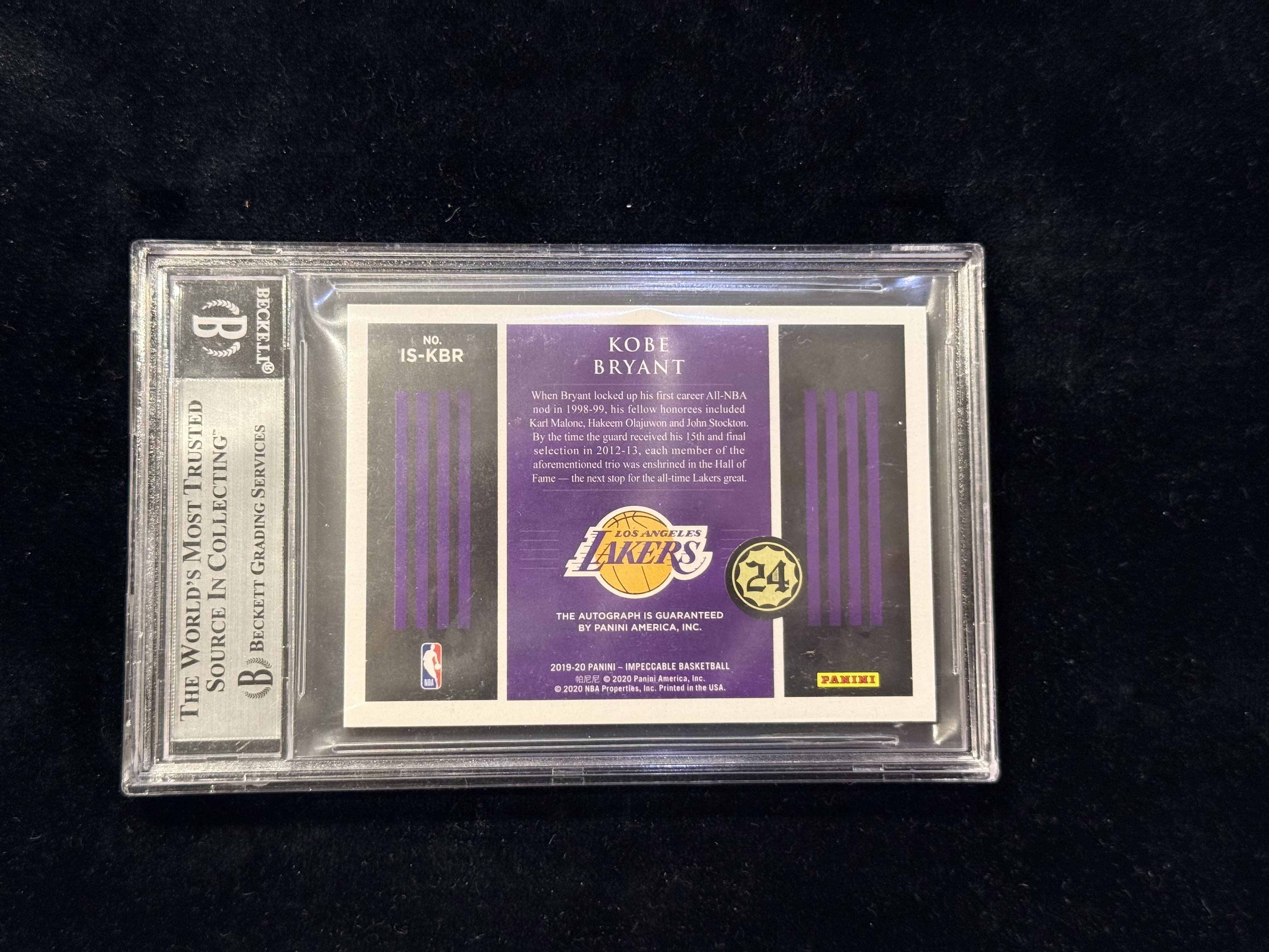 2019-20 panini impeccable Kobe Bryant 小真金白银 洛杉矶湖人 科比 布莱恩特 15次NBA最佳阵容 数据 签字 15编 卡签 超美数据签 大hit卡 BGS9