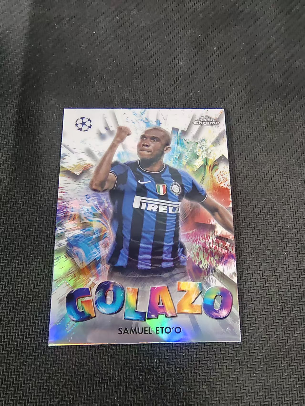 【可合并,不累计】2025 Topps Chrome Samuel Eto'o 埃托奥 猎豹 国际米兰 巴萨 GOLAZO进球特卡 欧冠 银折 划痕 边角瑕疵 #13