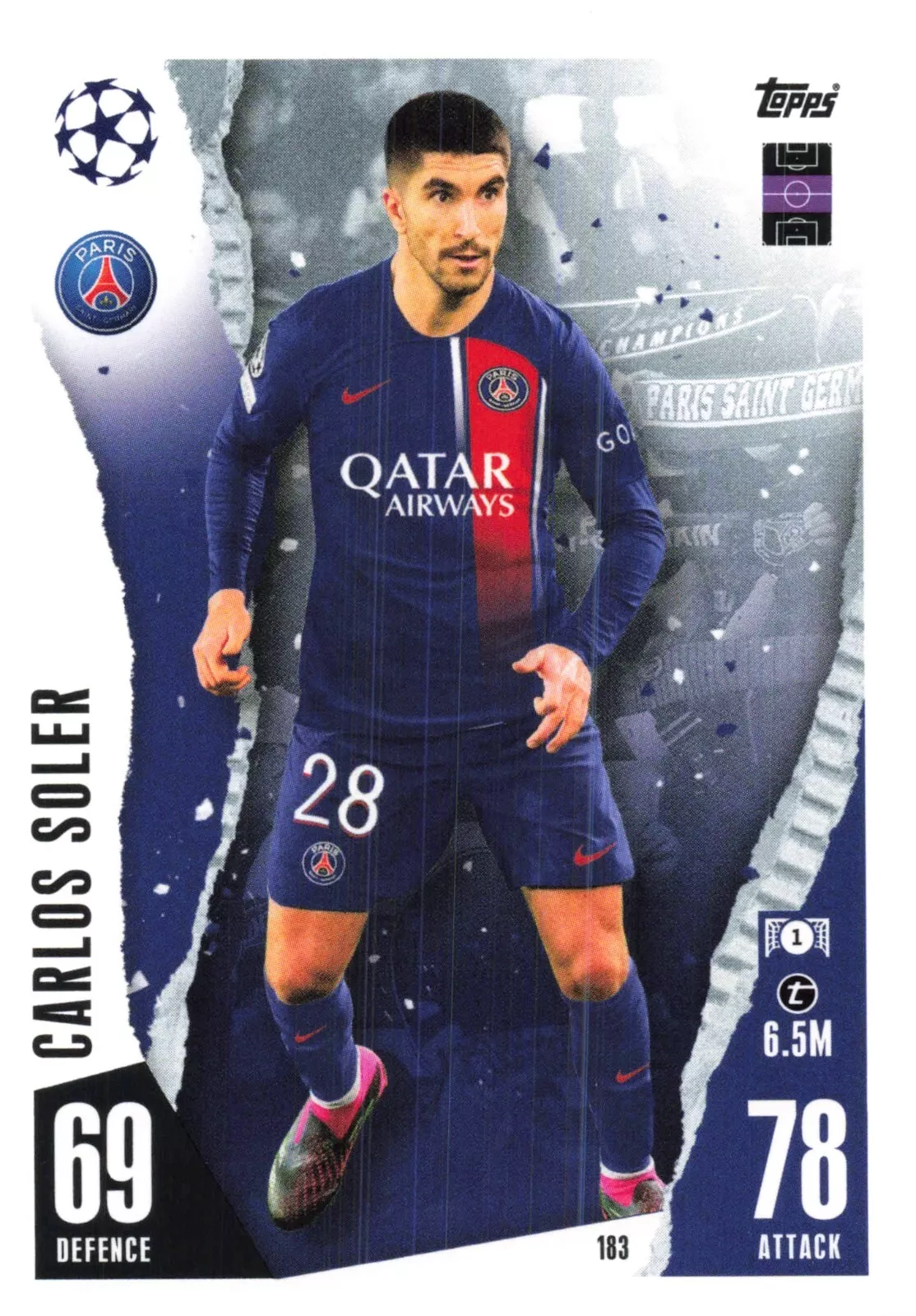 2023-24 Topps Topps Match Attax 欧冠 欧联 欧罗巴联赛 巴黎圣日耳曼 卡洛斯·索莱尔 【百标小卡拍卖】
