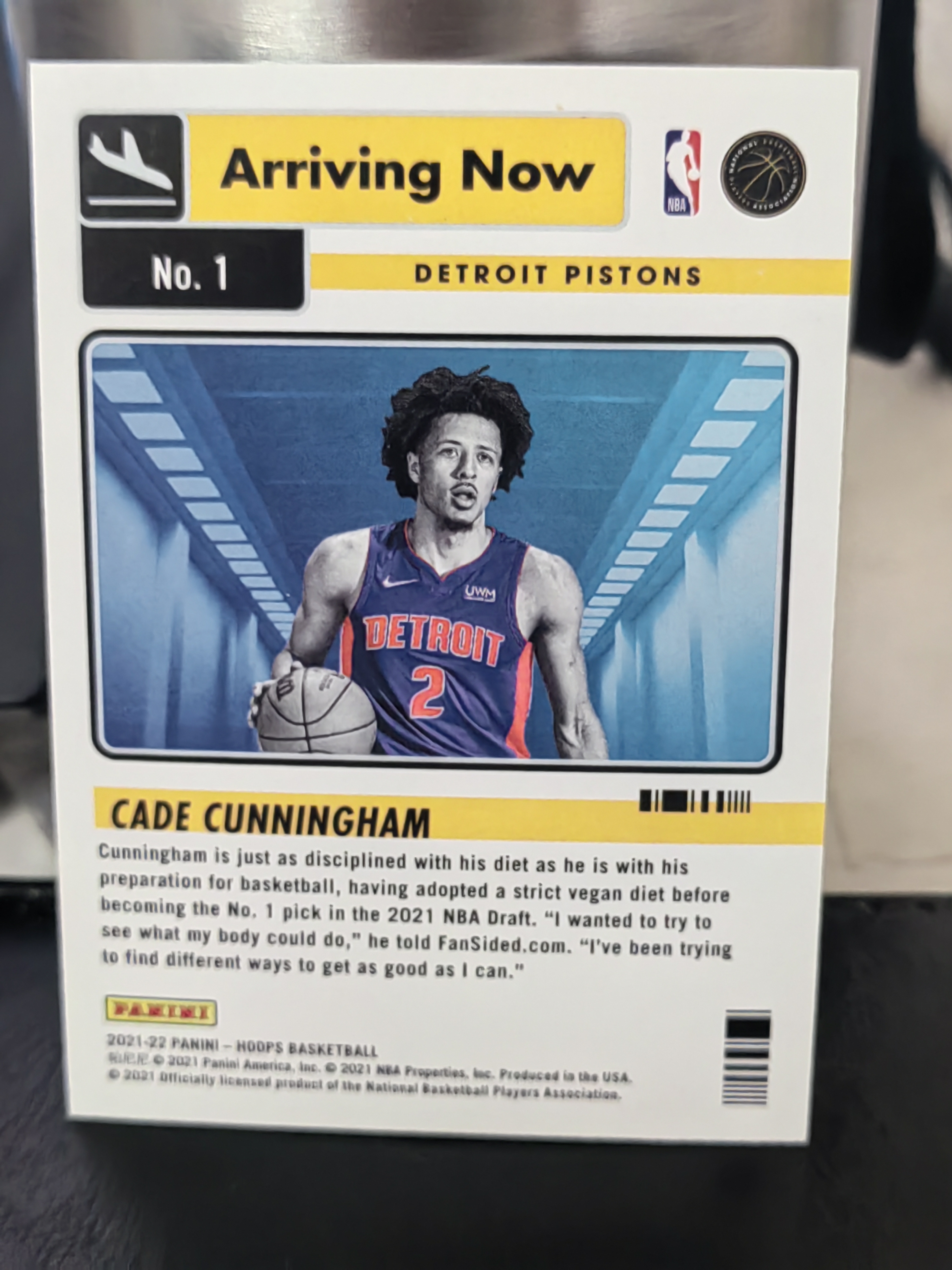2021-22 Panini NBA Hoops Cade Cunningham RC Hoops 新秀 凯德坎宁安 活塞 特卡 机场到达 篮 白边白角 不保卡品 卡品如图