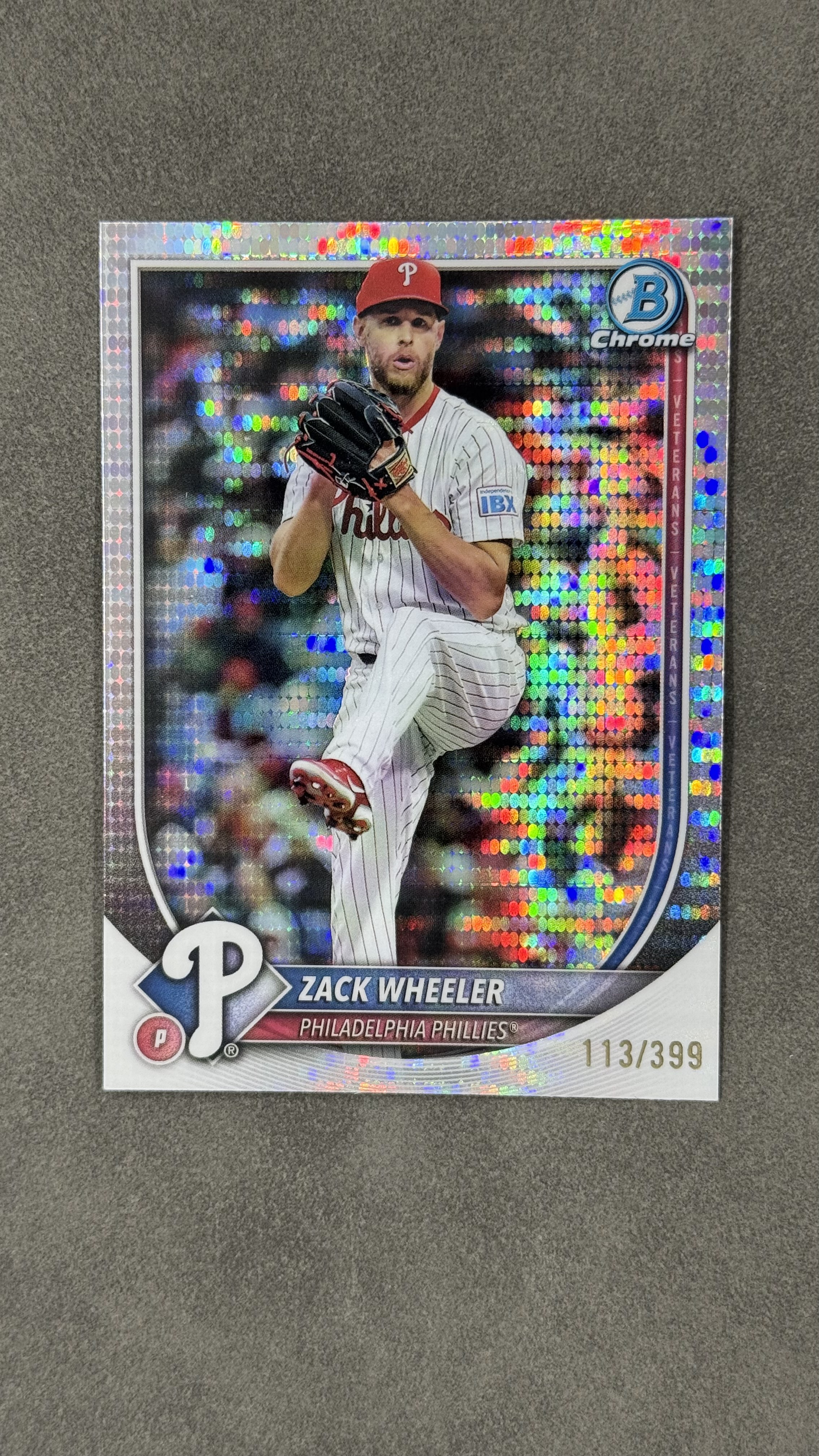 2025 Topps Bowman Zack Wheeler 费城人队 扎克 惠勒 王牌投手 赛扬 折射 脉冲折射 限量/399编 实卡好看 #72