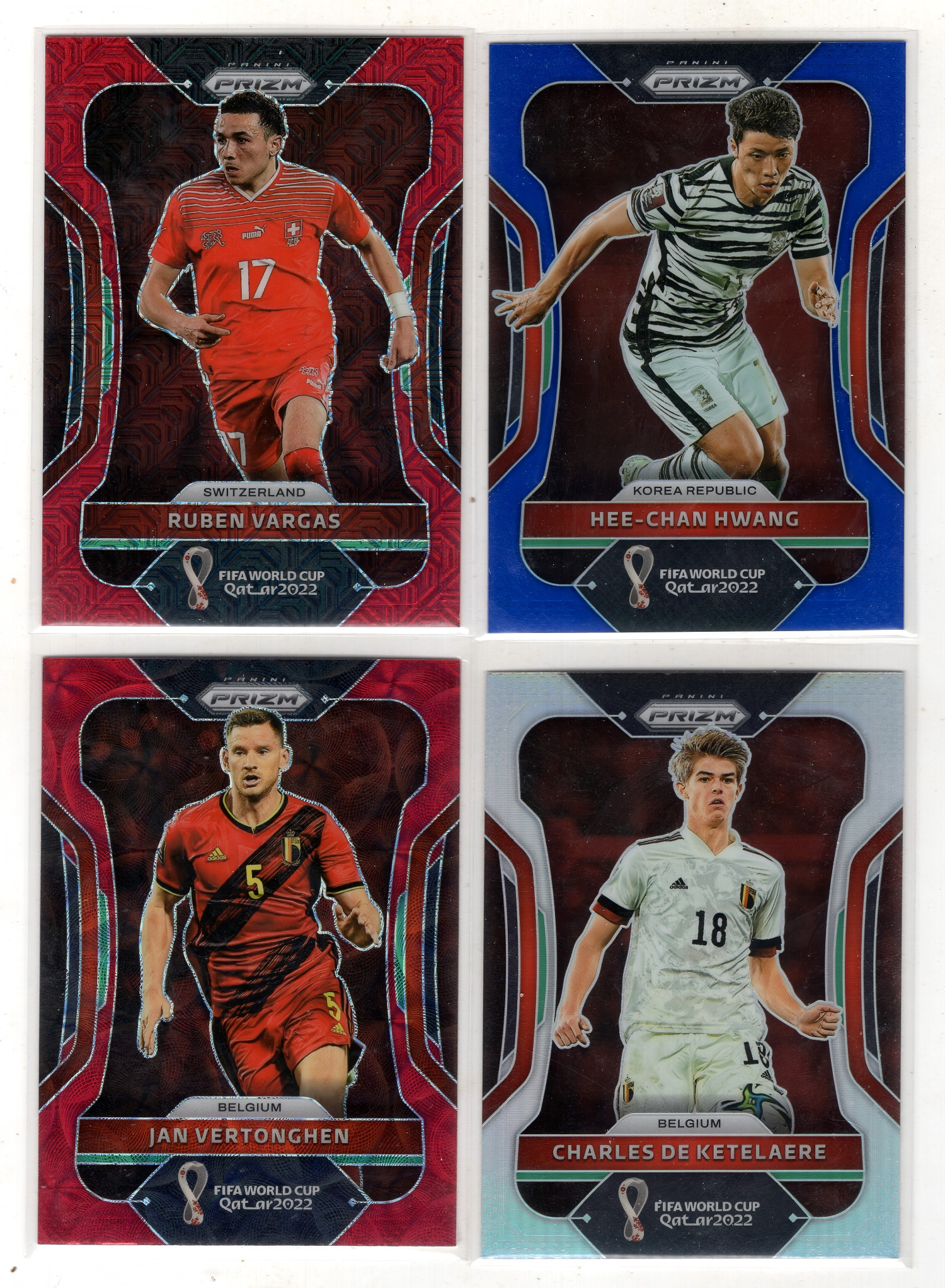 2022 Panini World Cup Prizm lot 【来拆波卡】世界杯 prizm 德卡特莱尔 维尔通亨 巴尔加斯 黄喜灿 银折 红圈圈折 红mojo折 蓝折 299编 99编 jjdk