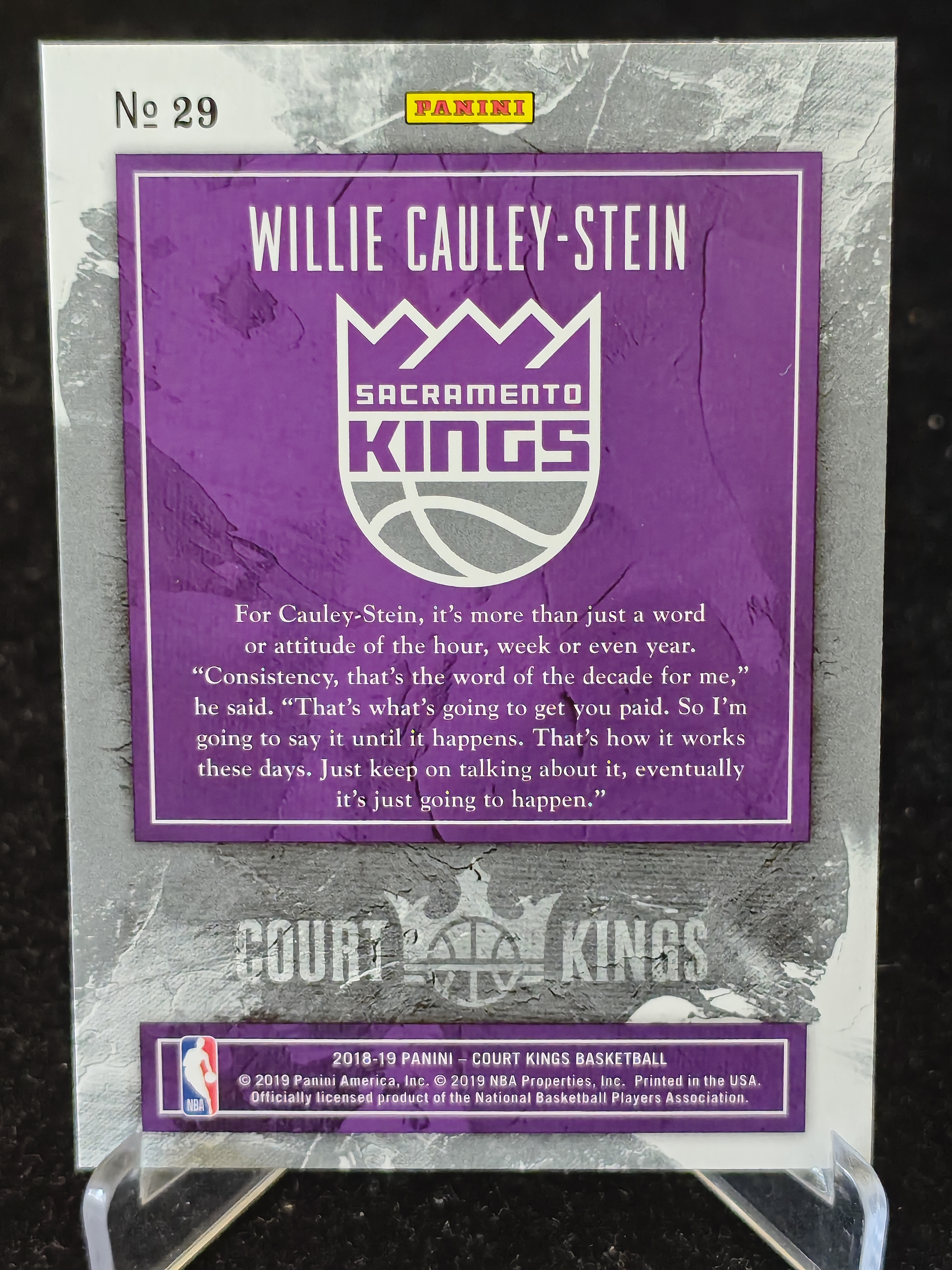 2018-19 Panini Court Kings Willie Cauley Stein 油画系列 萨克拉门托国王 考利斯坦 卡品如图