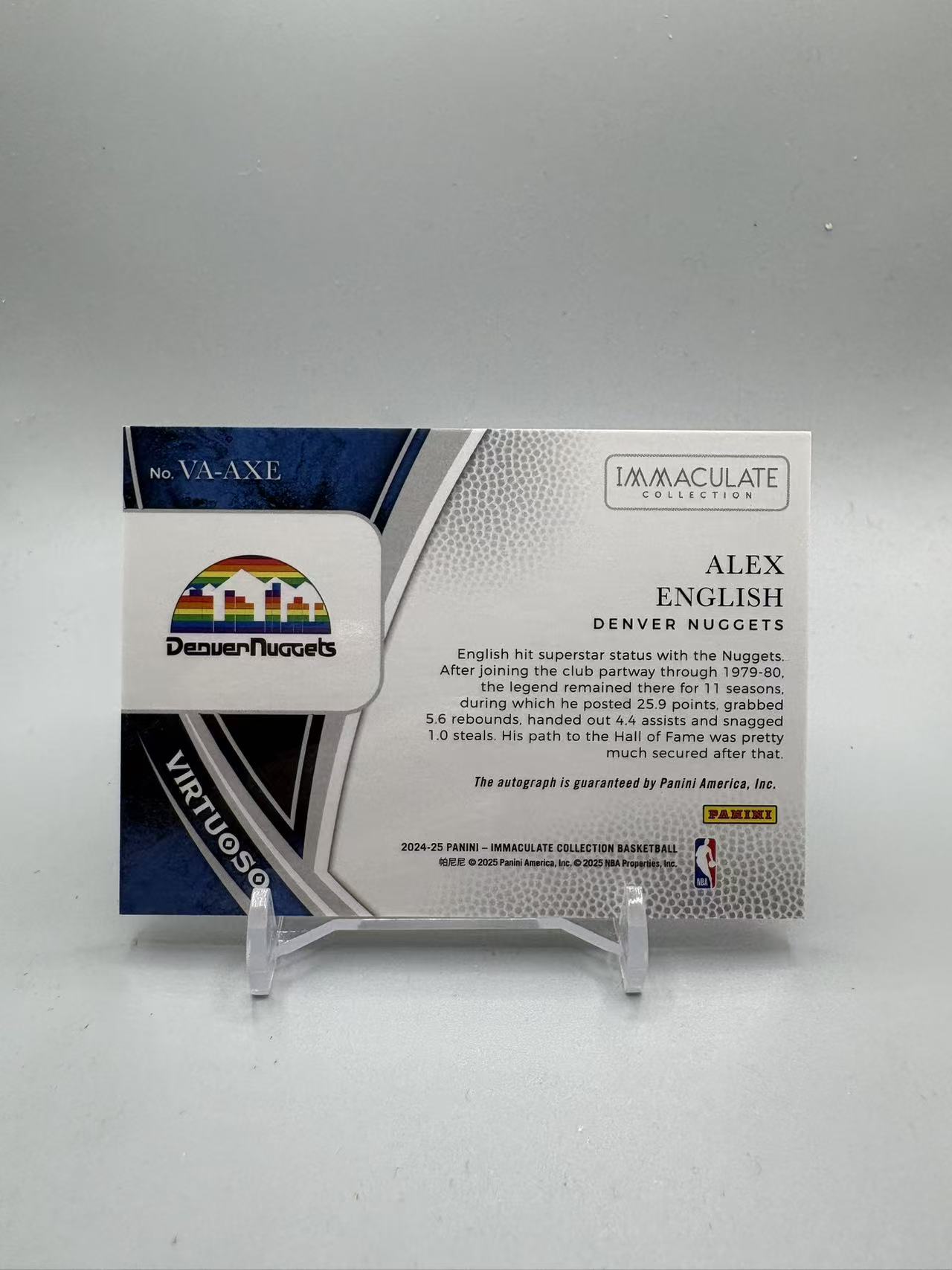 2024-25 Panini Immaculate Alex English 【灰灰代拍】imm 亚历克斯 英格利什 /99编 横板 签字 卡签 掘金 随无